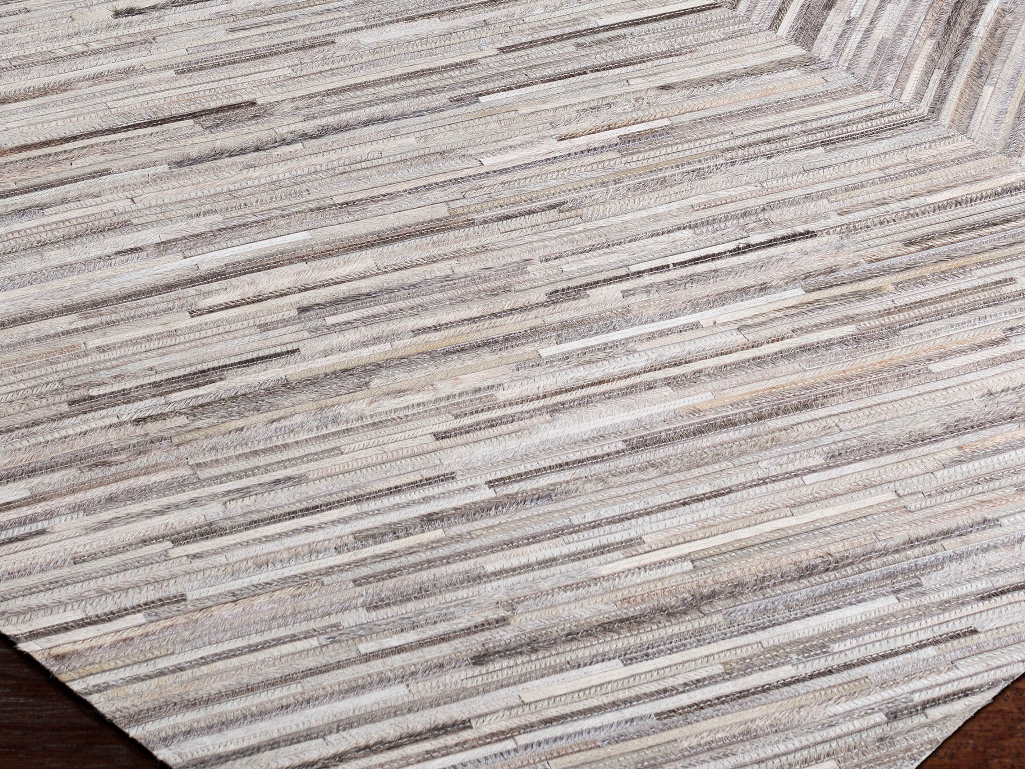 Zander 5' X 8' Hair on Hide Grey Rug, slide 4 of 5