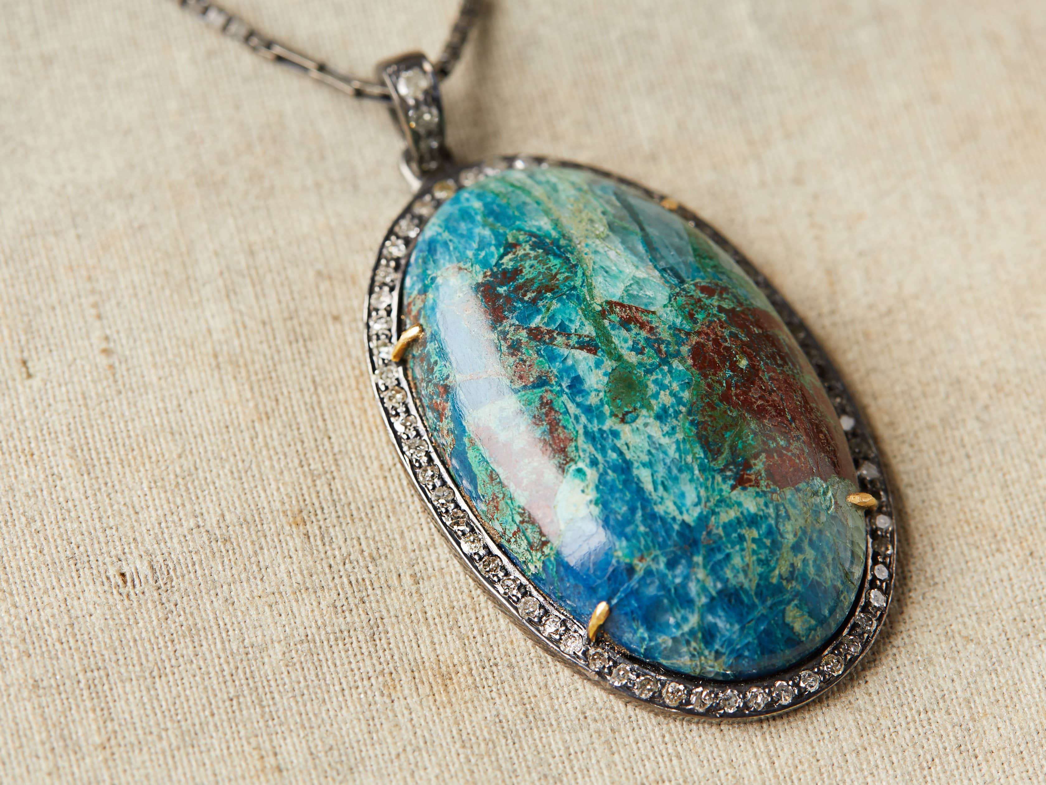 Chrysocolla Diamond Necklace