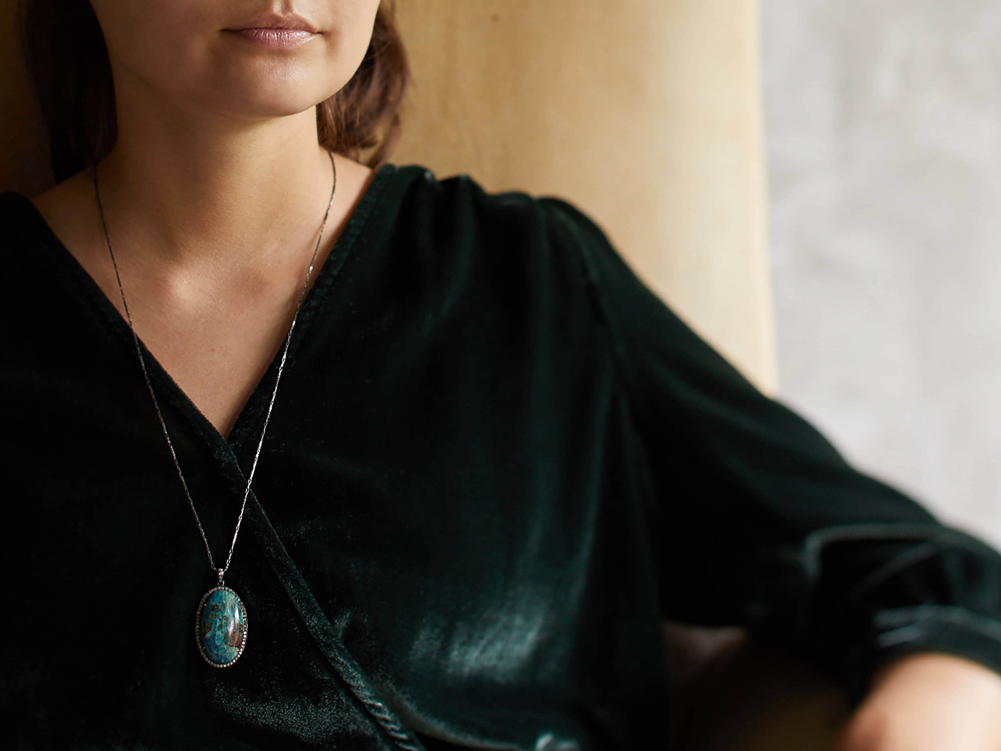 Chrysocolla Diamond Necklace