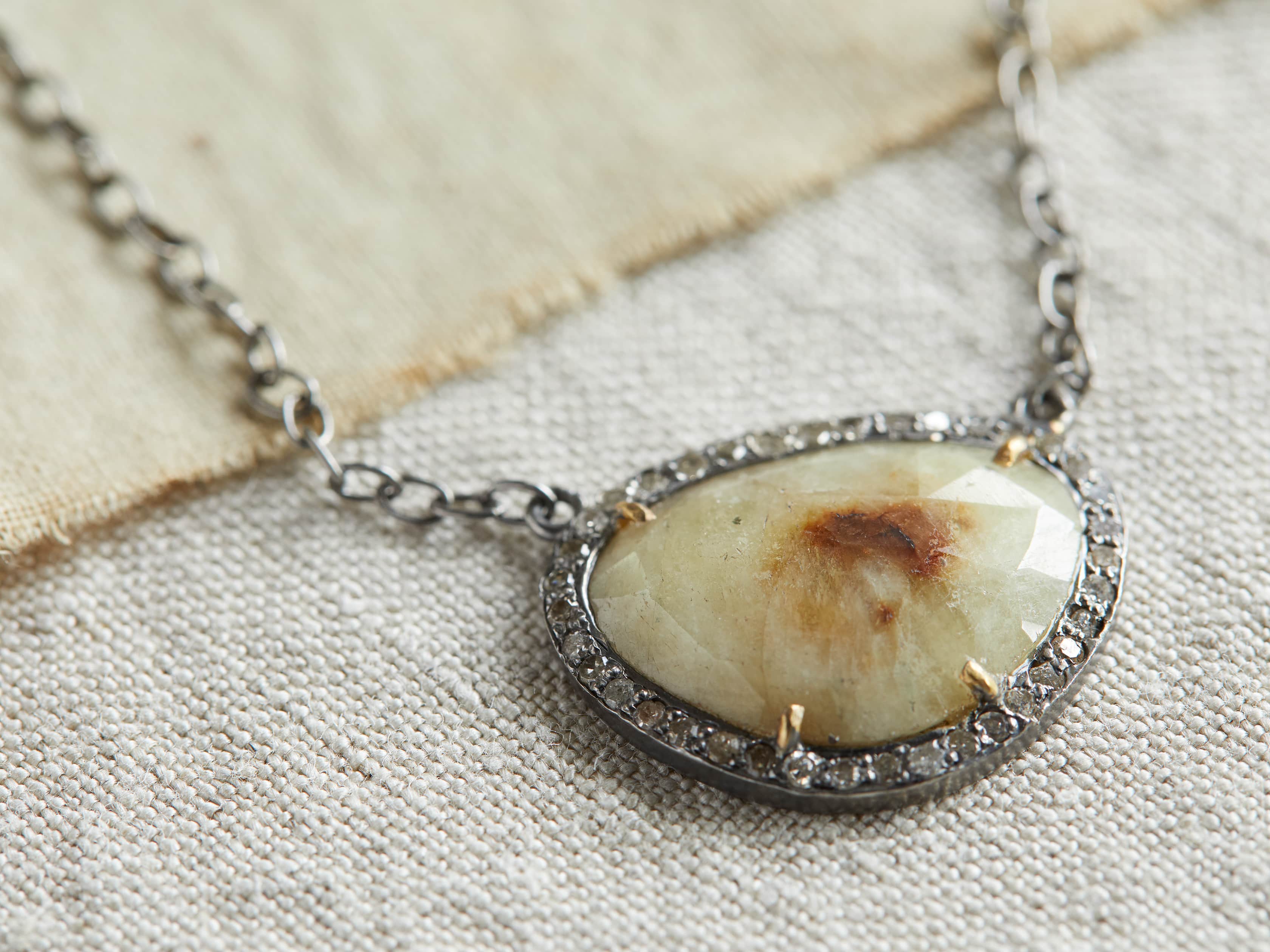 Diamond Sapphire Necklace, slide 2 of 2