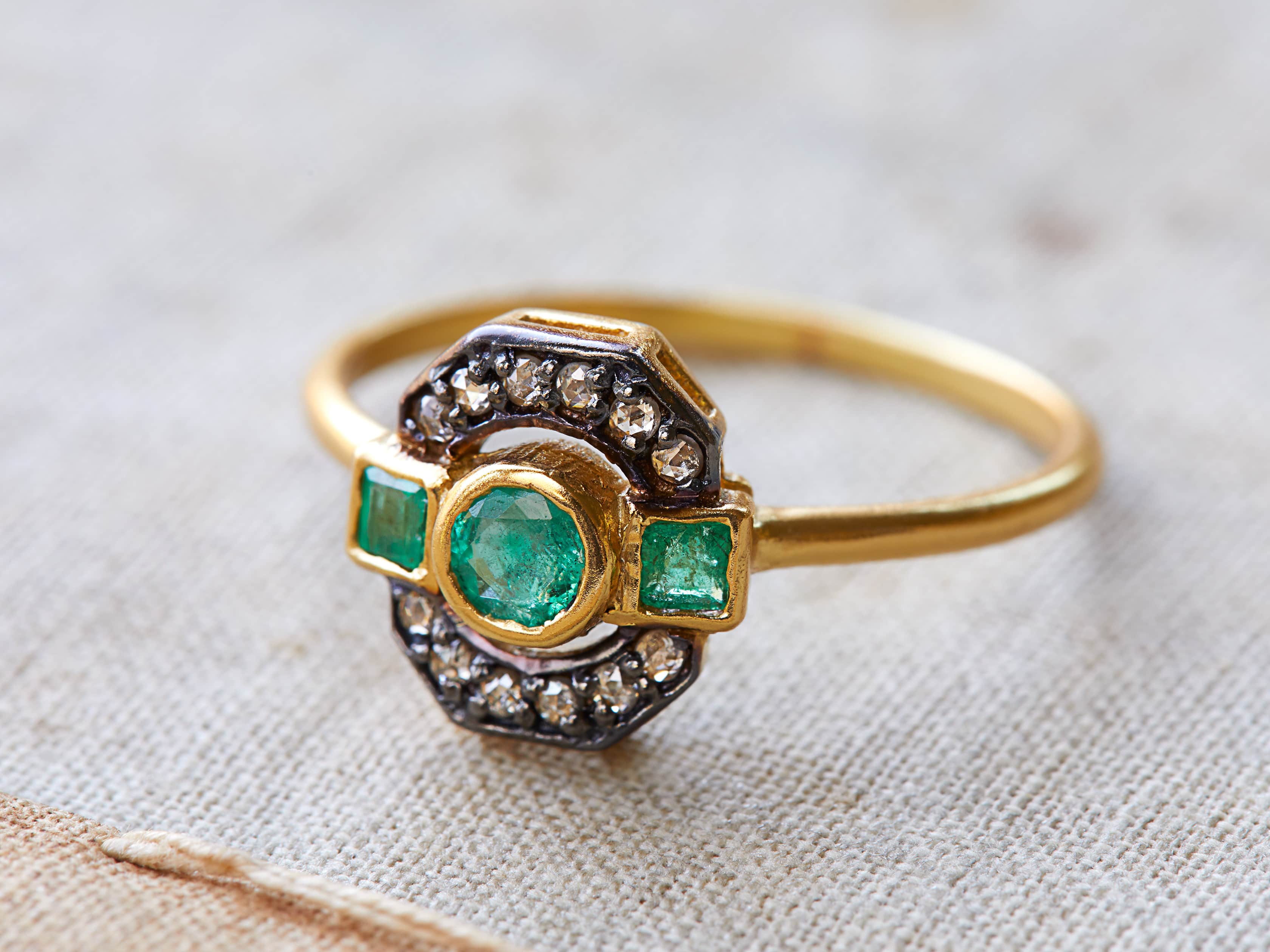 Size 6 Emerald Diamond Ring, slide 1 of 1