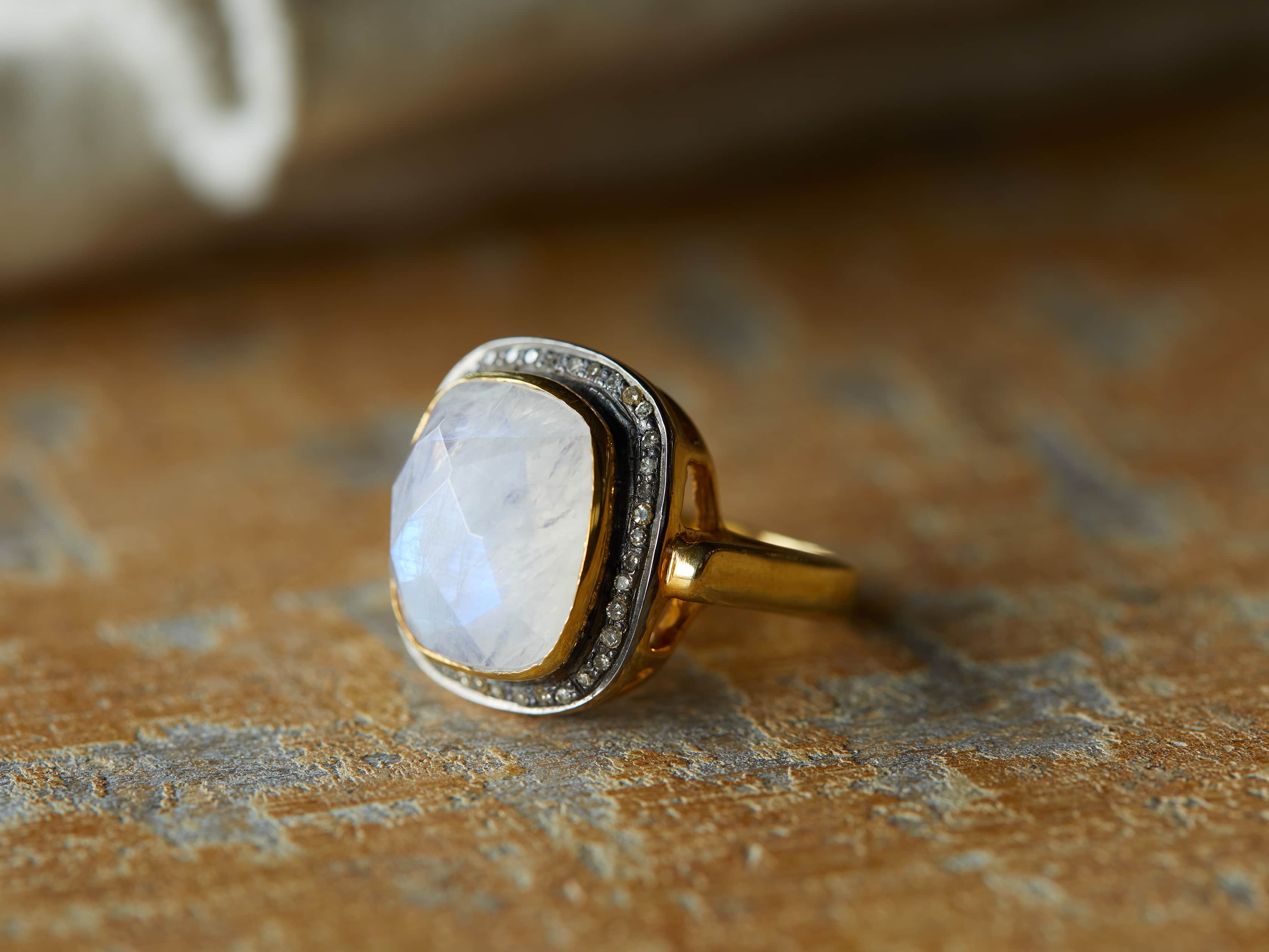 Buy Handmade artisan rainbow moonstone ring, Square shape cute silver ring  online at aStudio1980.com