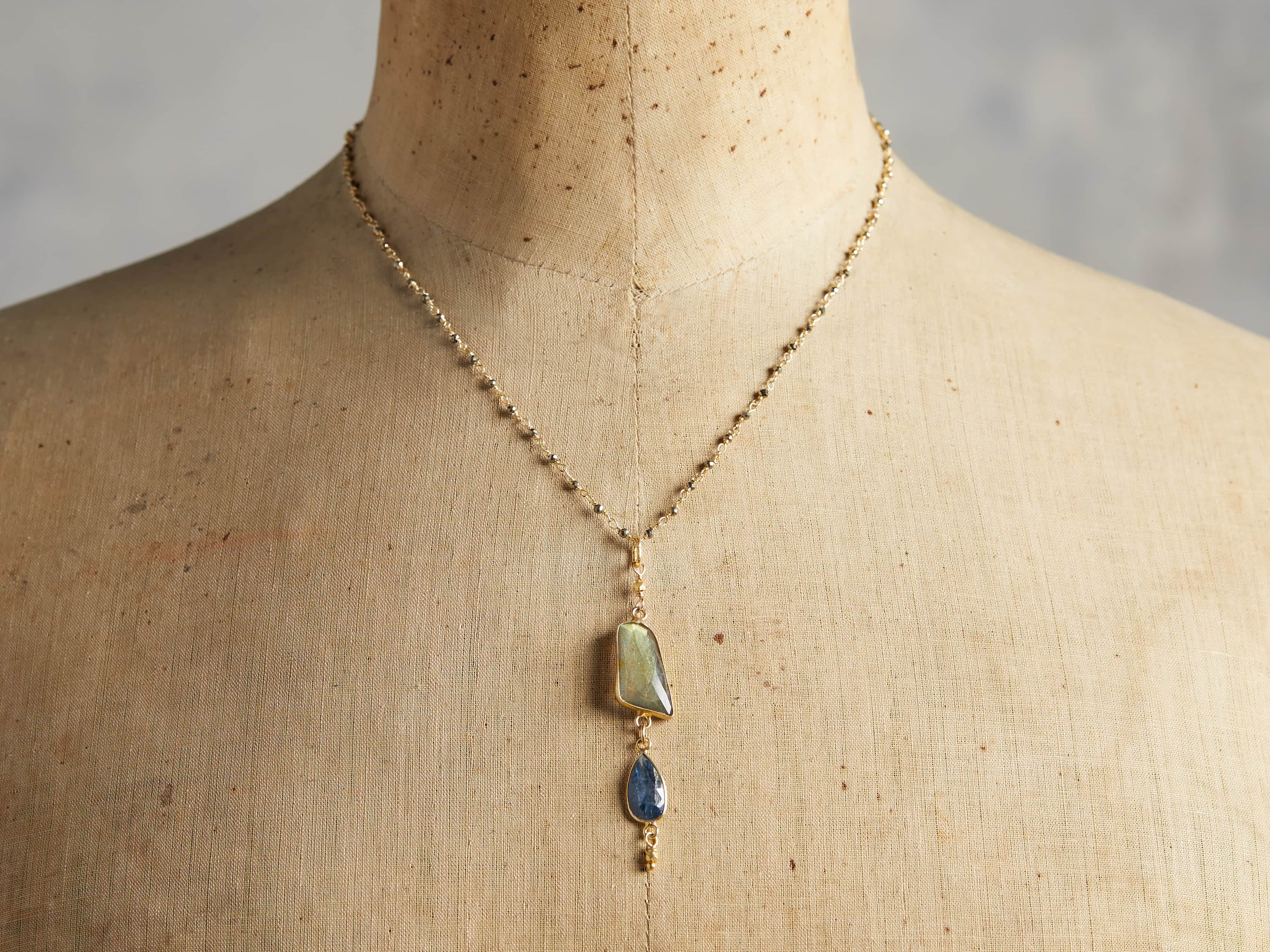 ★HARANG★ HR 53N_Labradorite Necklace Labradorite Necklace, Gray Necklace, Natural Gemstone