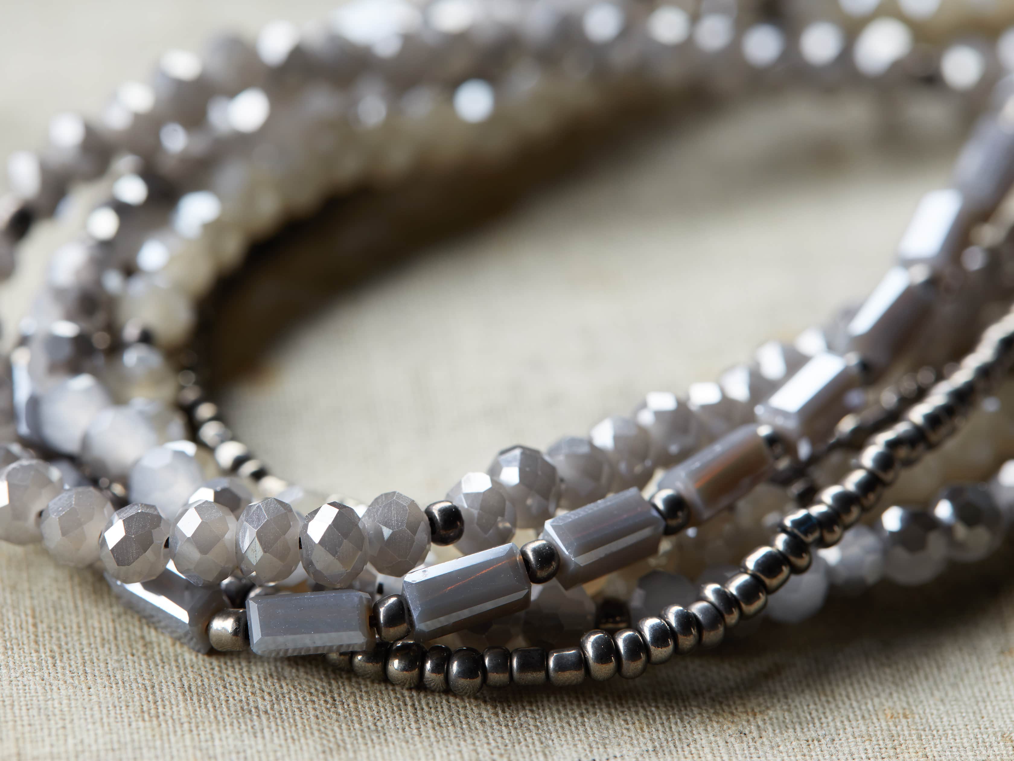 Lena Silver Tone and Grey Seed Bead Bracelet