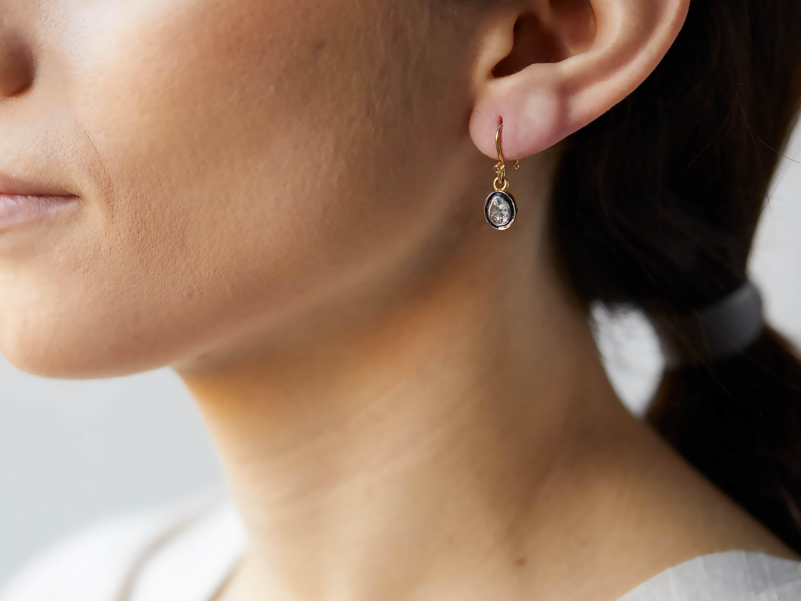 Polki Diamond Drop Earrings, slide 4 of 5