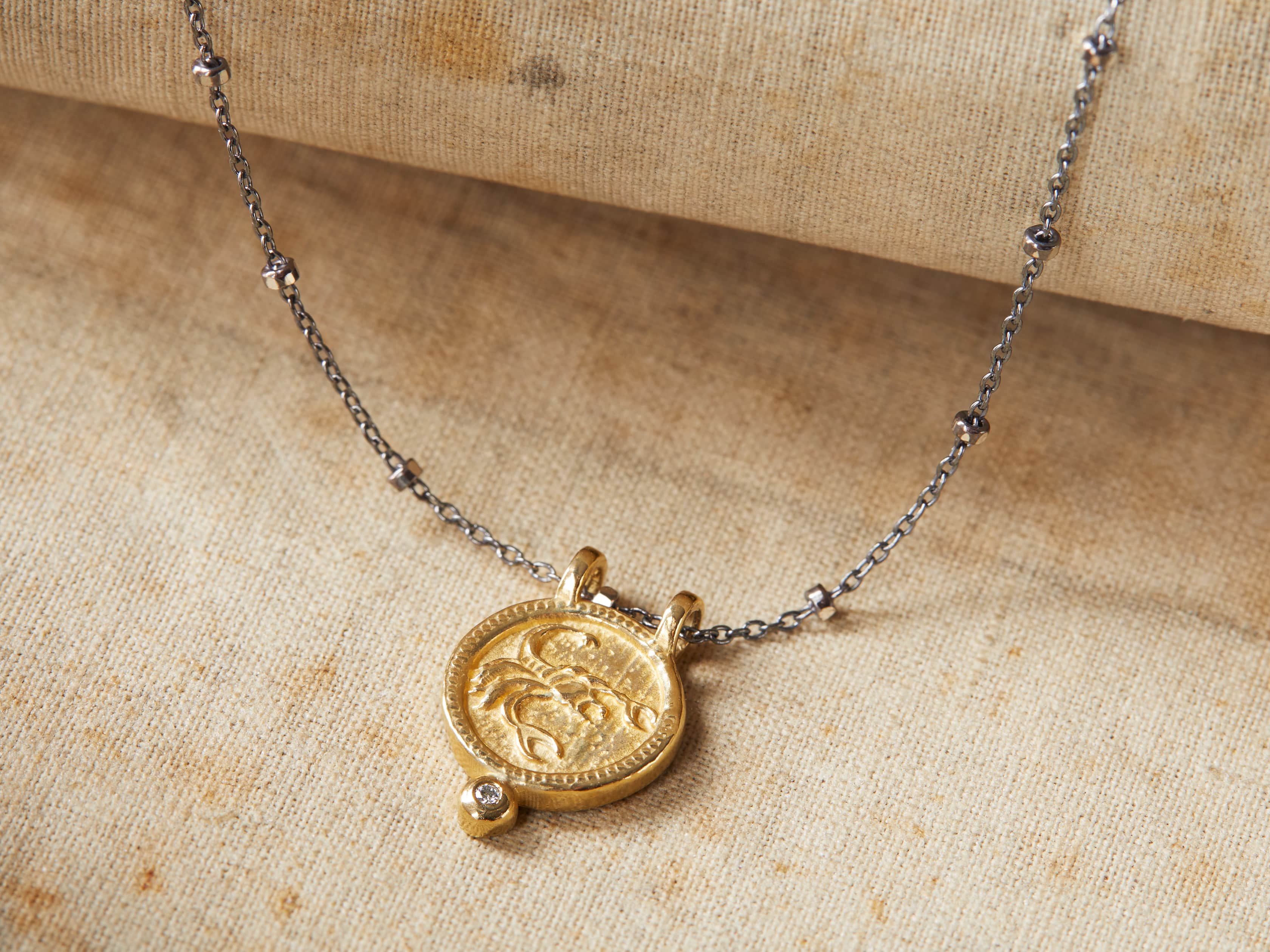Scorpio Zodiac Necklace - For Women and Men - Scorpion Symbol with Name of  the Sign - Stainless Steel and 18K Gold Plate