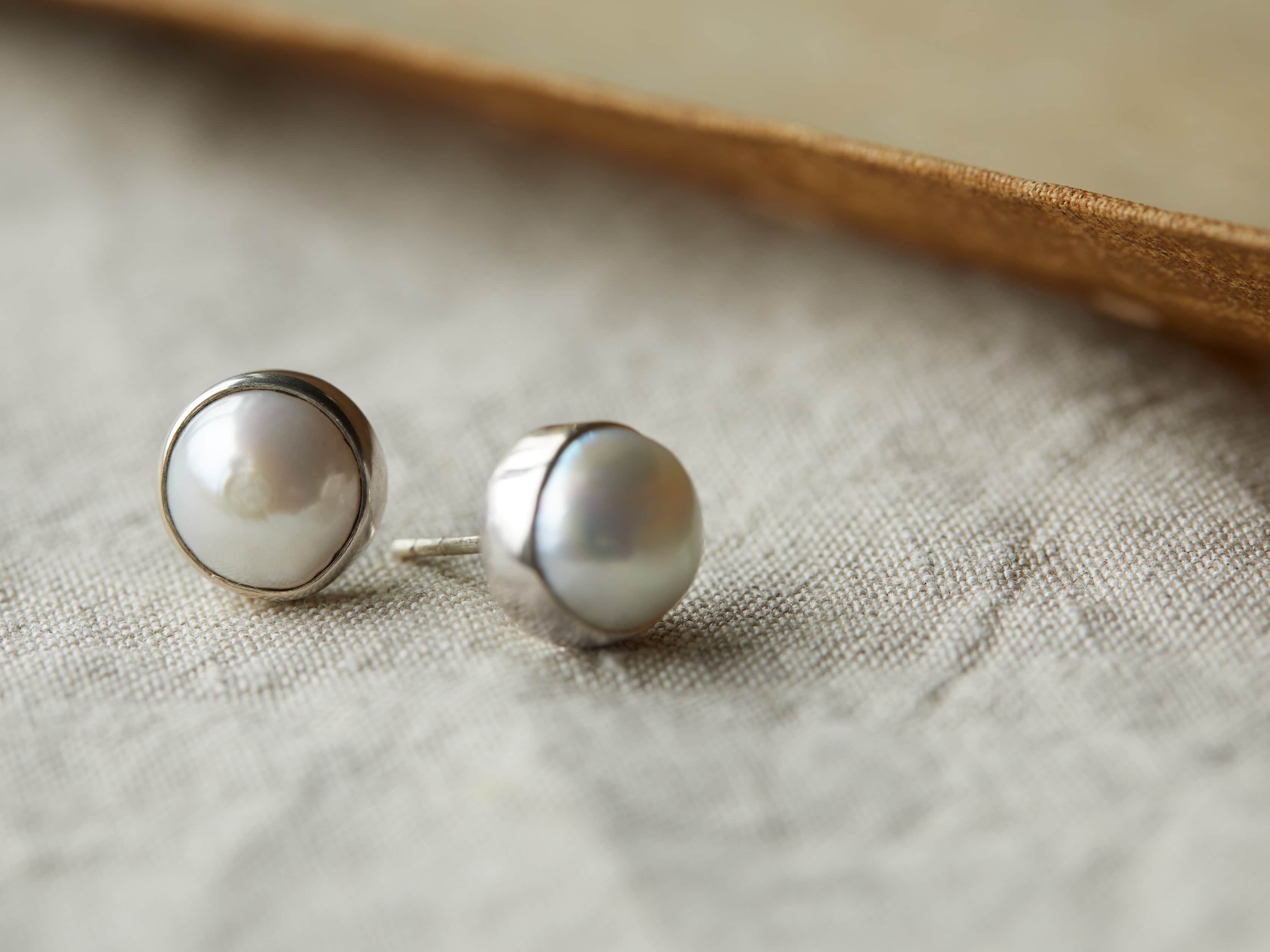 Willa Pearl Silver Stud Earrings, slide 1 of 3