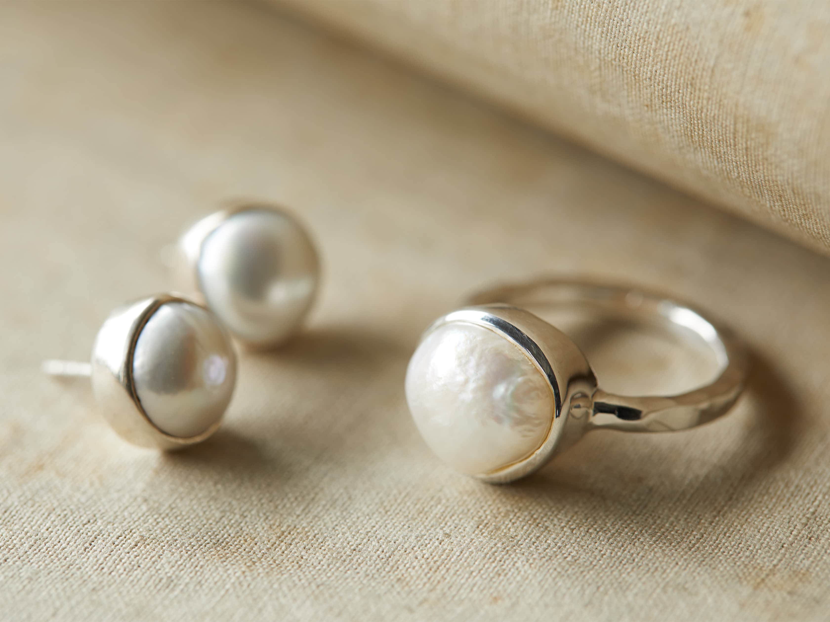 Willa Pearl Silver Stud Earrings, slide 3 of 3