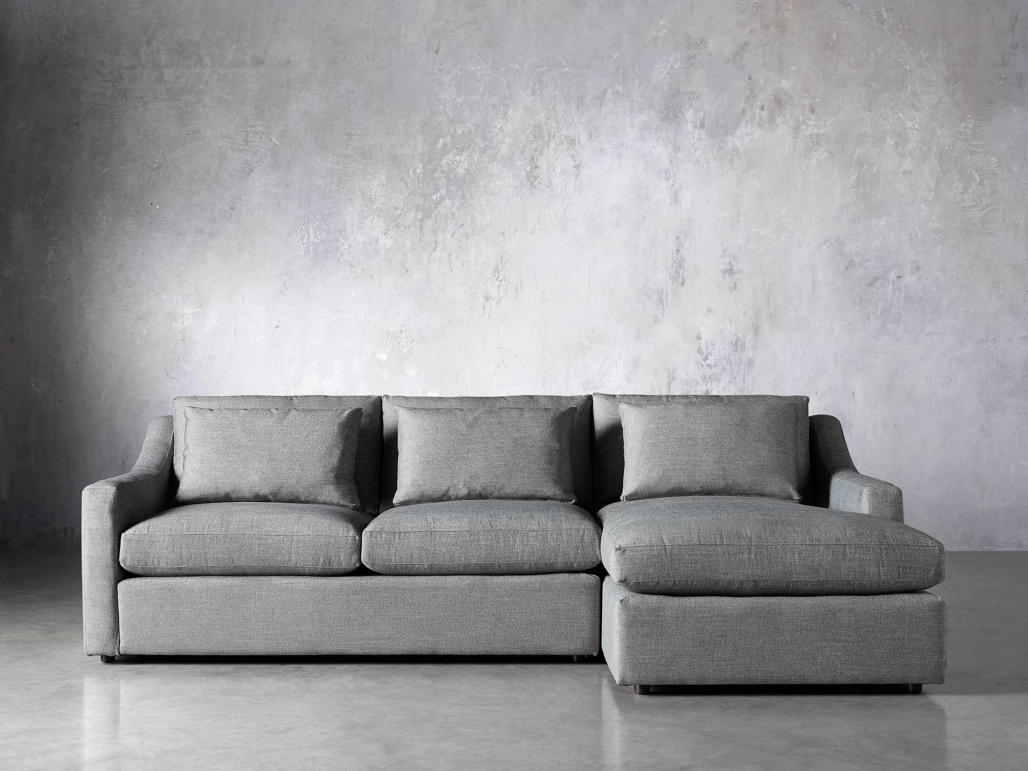 Ashby Upholstered Two Pc R Arm Chaise Sectional in Tolliver Stone