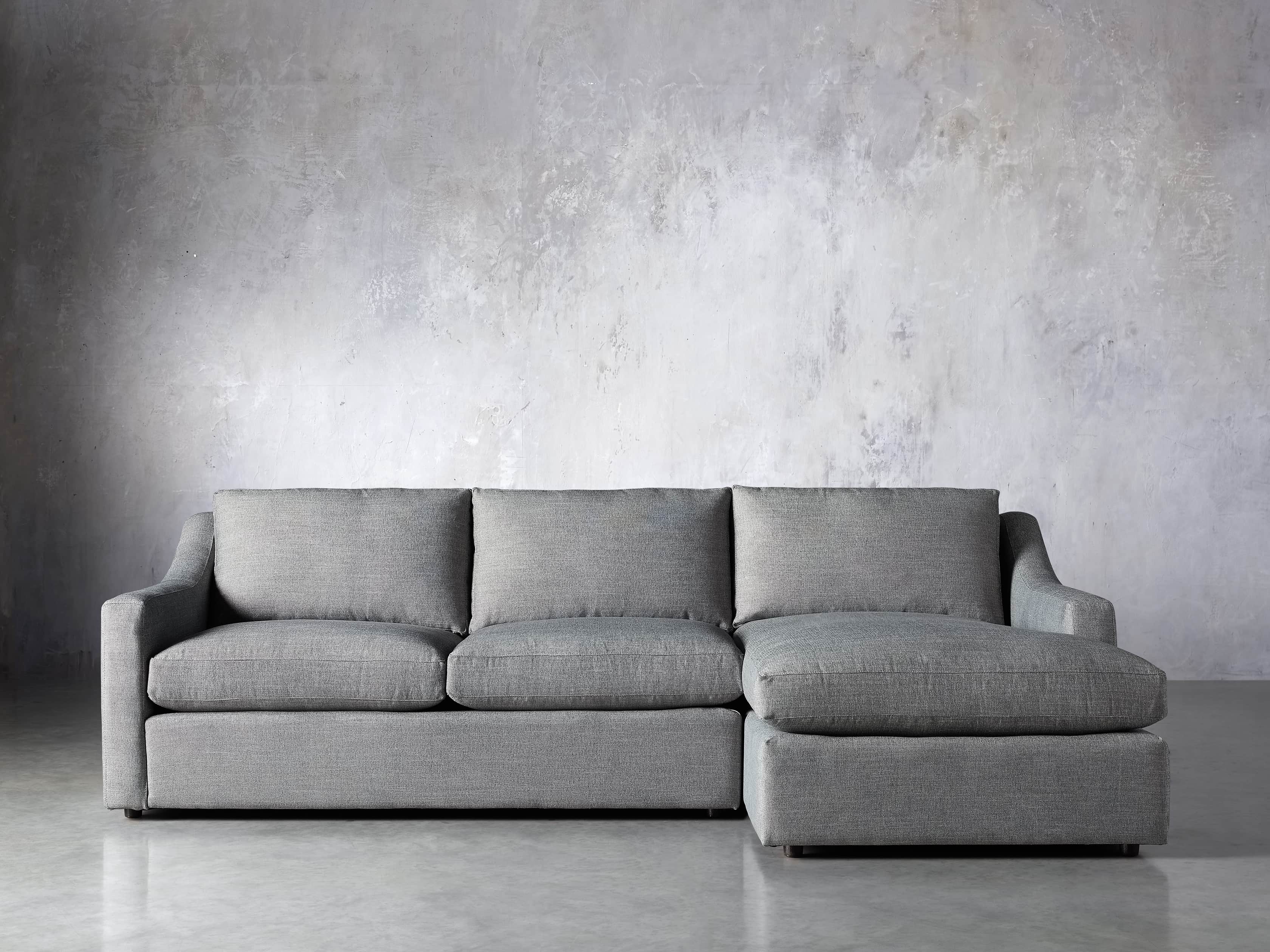 Ashby Upholstered Two Pc R Arm Chaise Sectional in Tolliver Stone