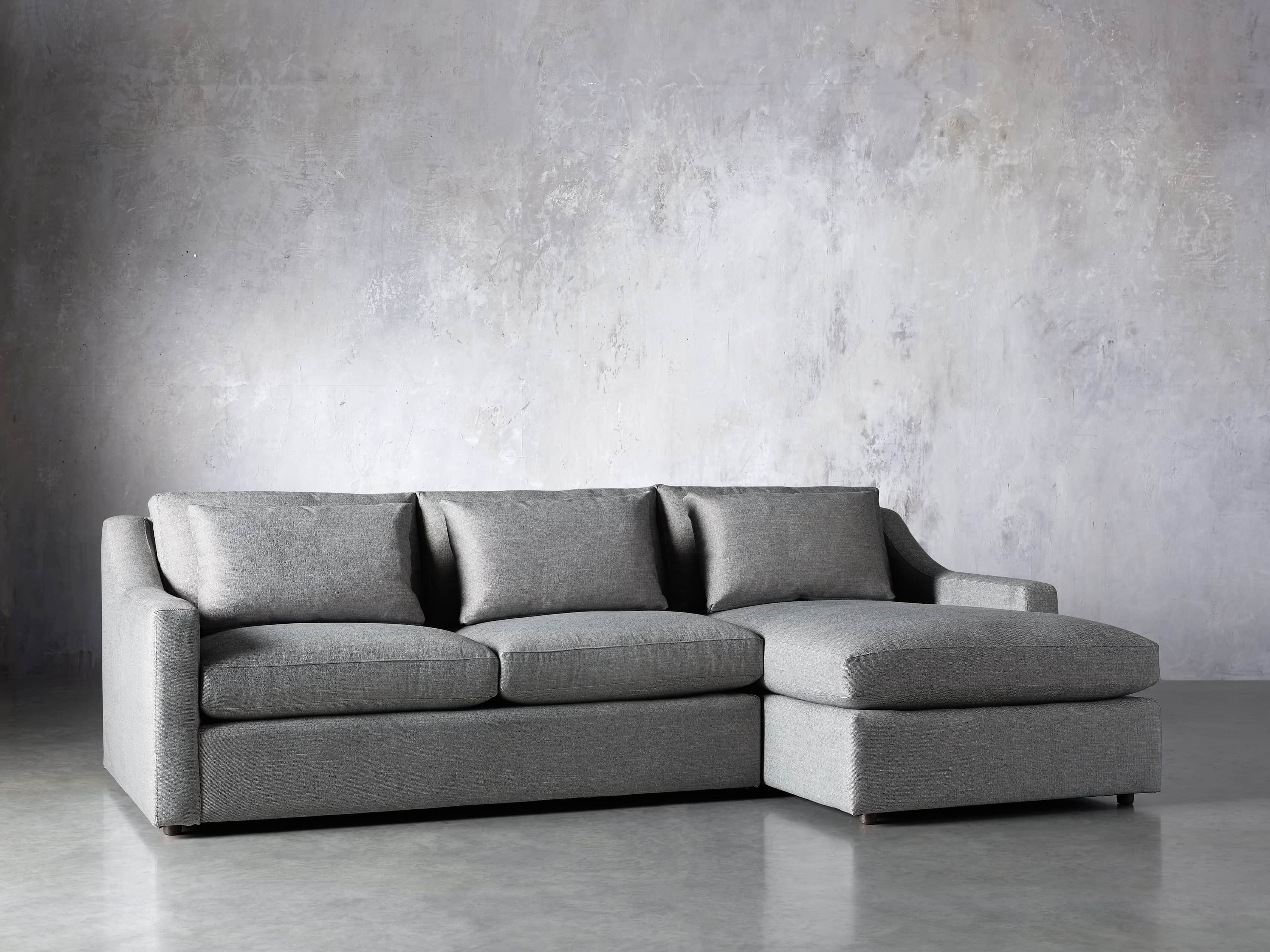 Ashby Upholstered Two Pc R Arm Chaise Sectional in Tolliver Stone