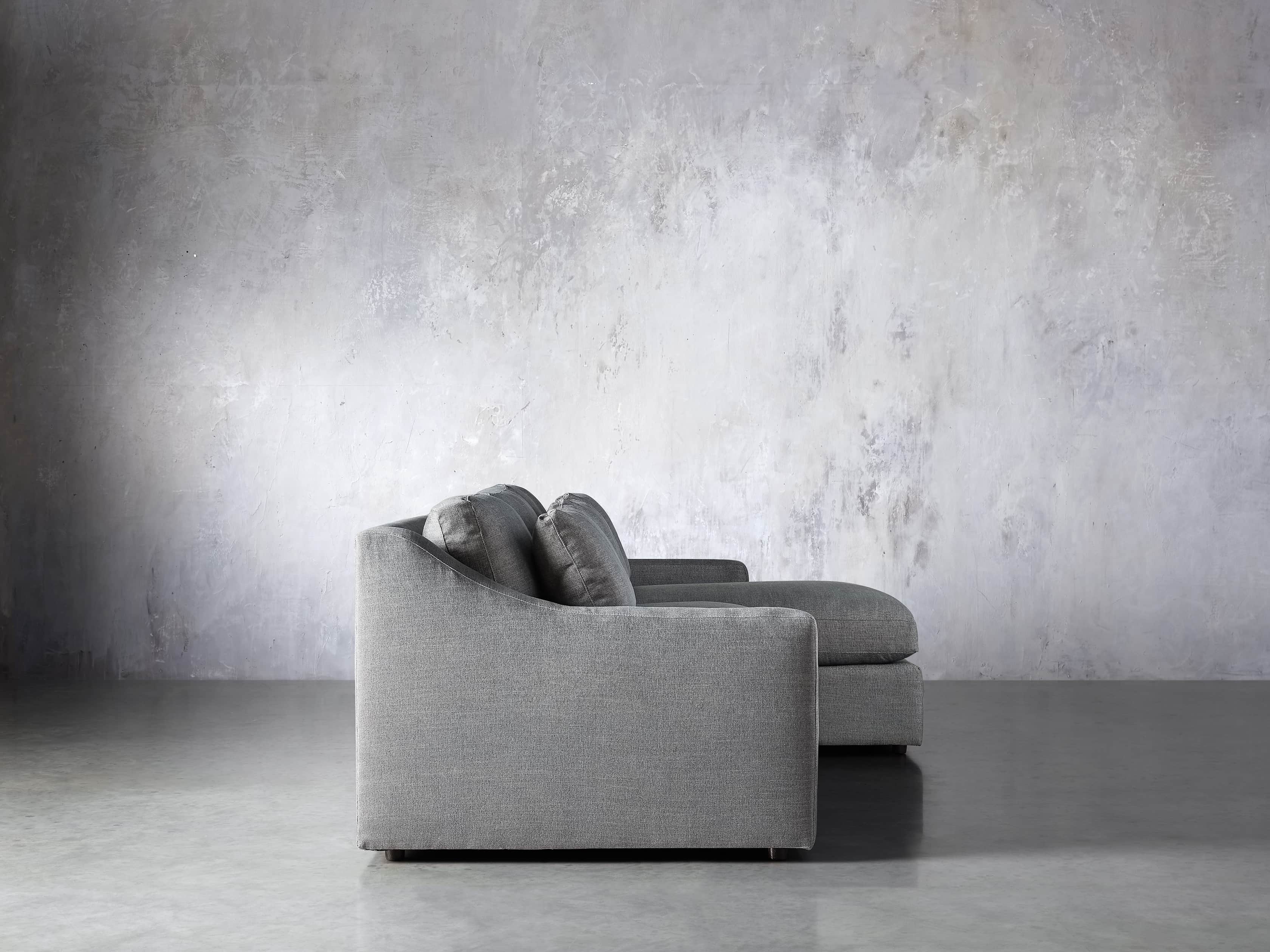 Ashby Upholstered Two Pc R Arm Chaise Sectional in Tolliver Stone