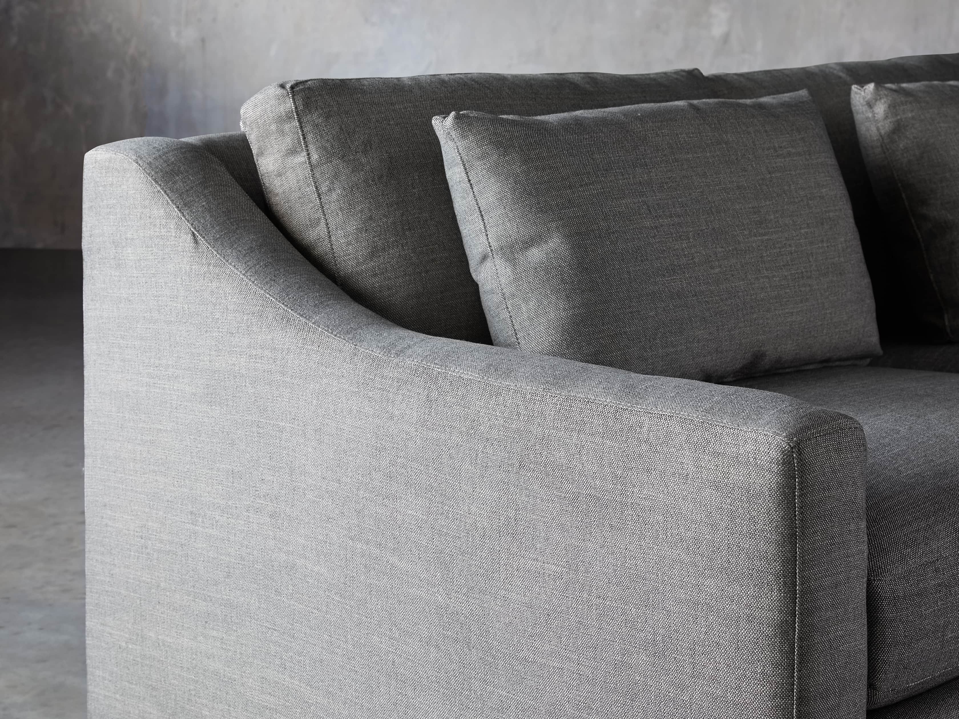 Ashby Upholstered Two Pc R Arm Chaise Sectional in Tolliver Stone