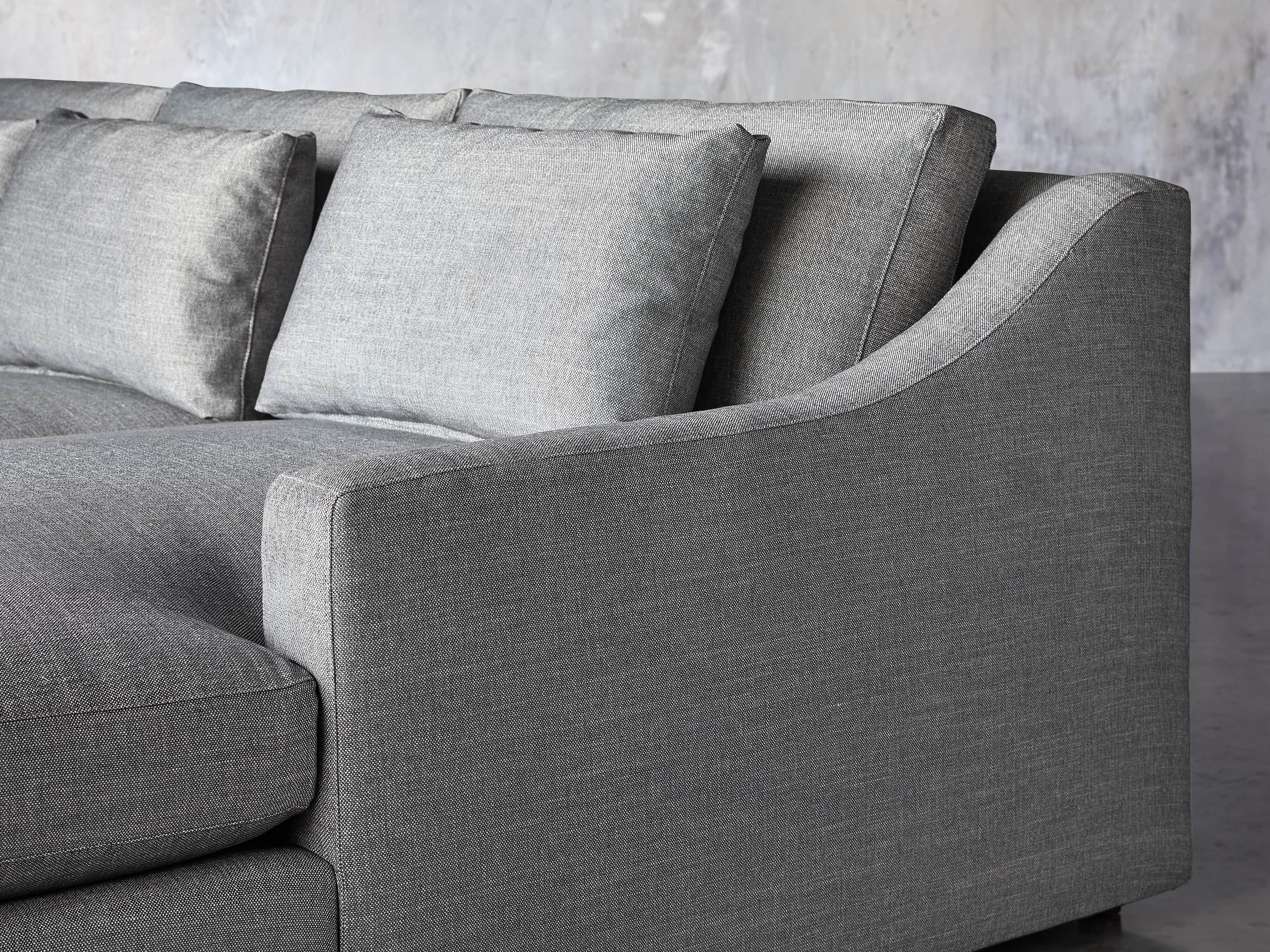 Ashby Upholstered Two Pc R Arm Chaise Sectional in Tolliver Stone