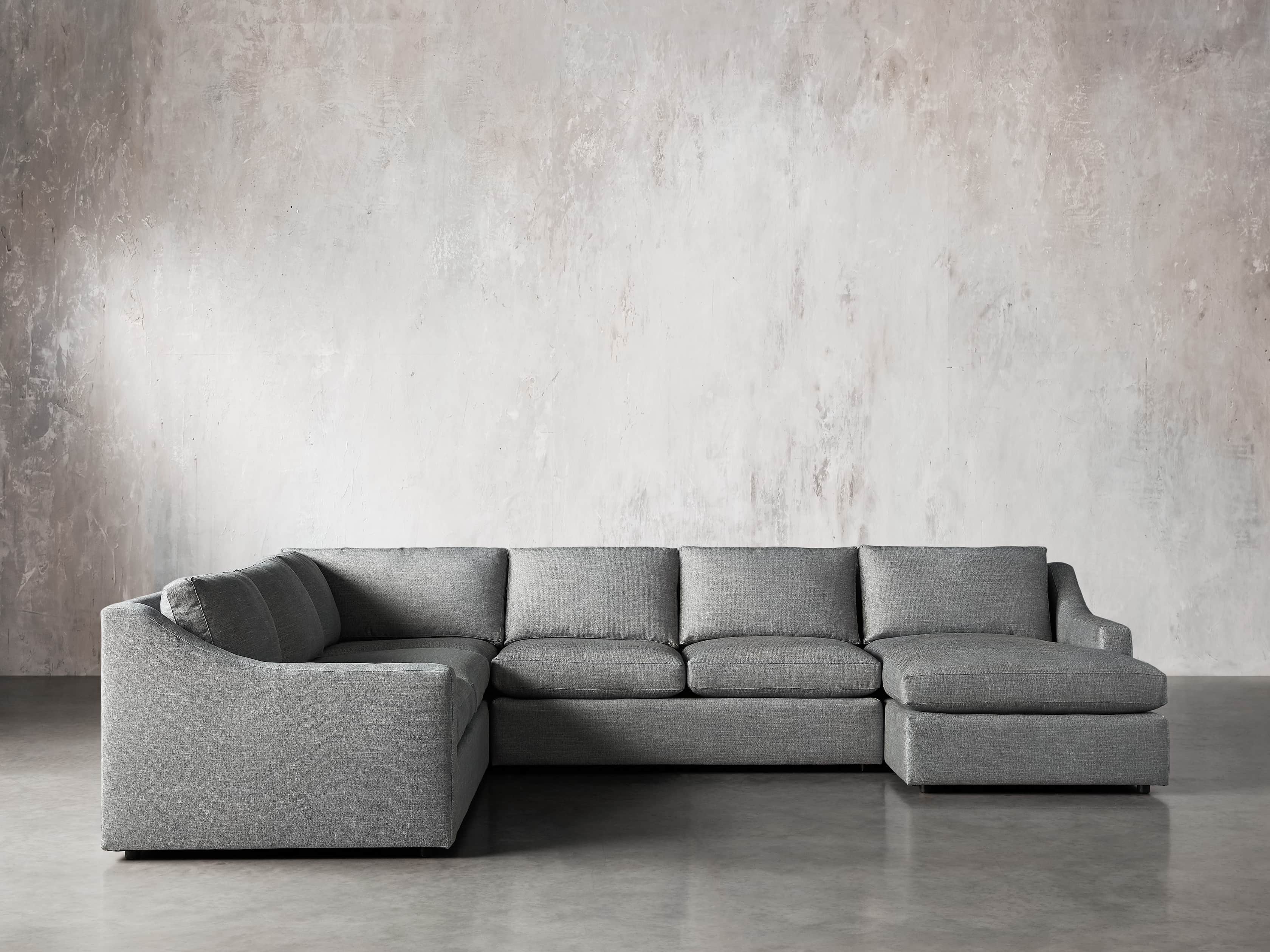 Ashby Upholstered Four Pc R Arm Chaise Sectional in Tolliver Stone