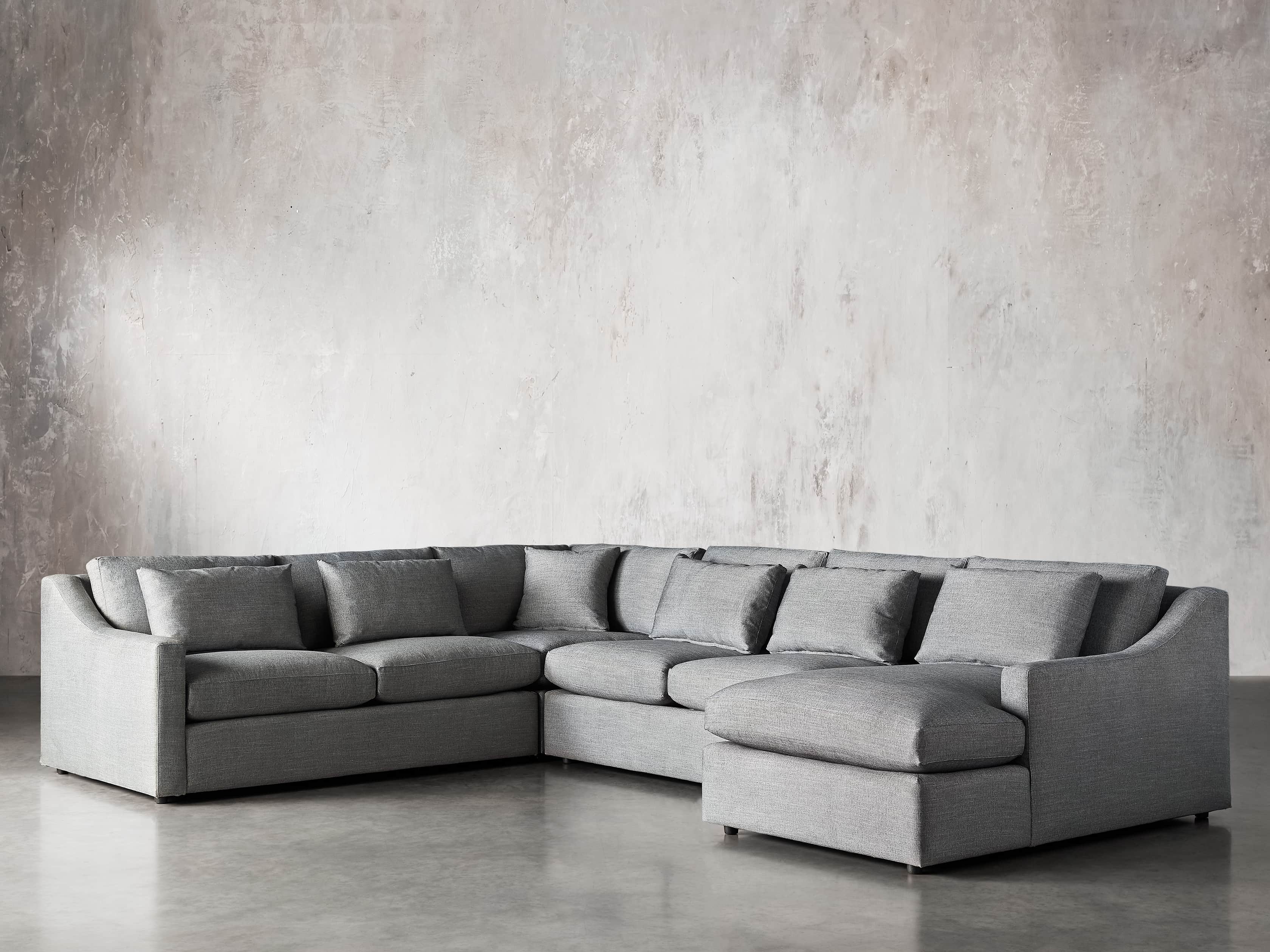 Ashby Upholstered Four Pc R Arm Chaise Sectional in Tolliver Stone