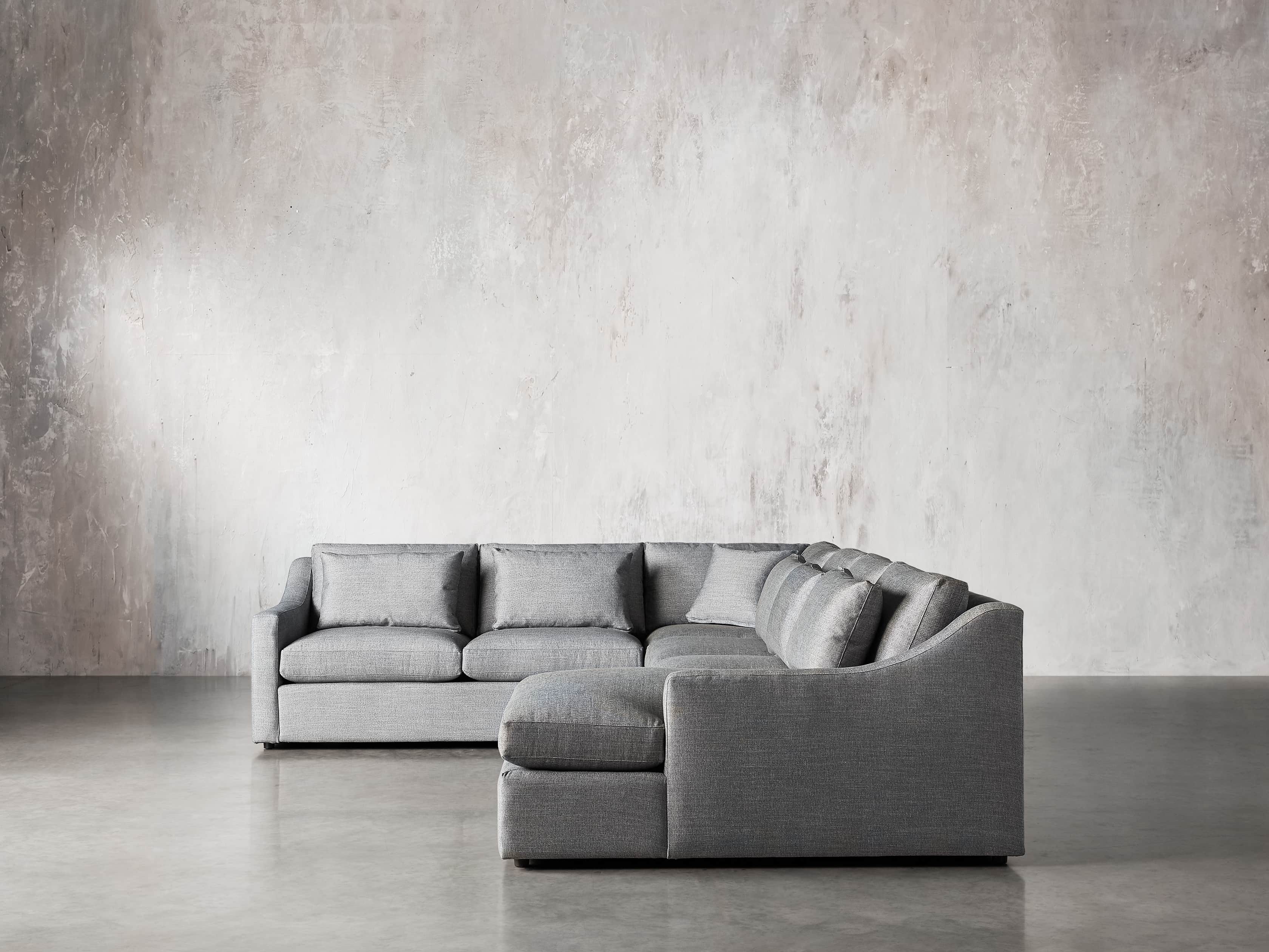 Ashby Upholstered Four Pc R Arm Chaise Sectional in Tolliver Stone