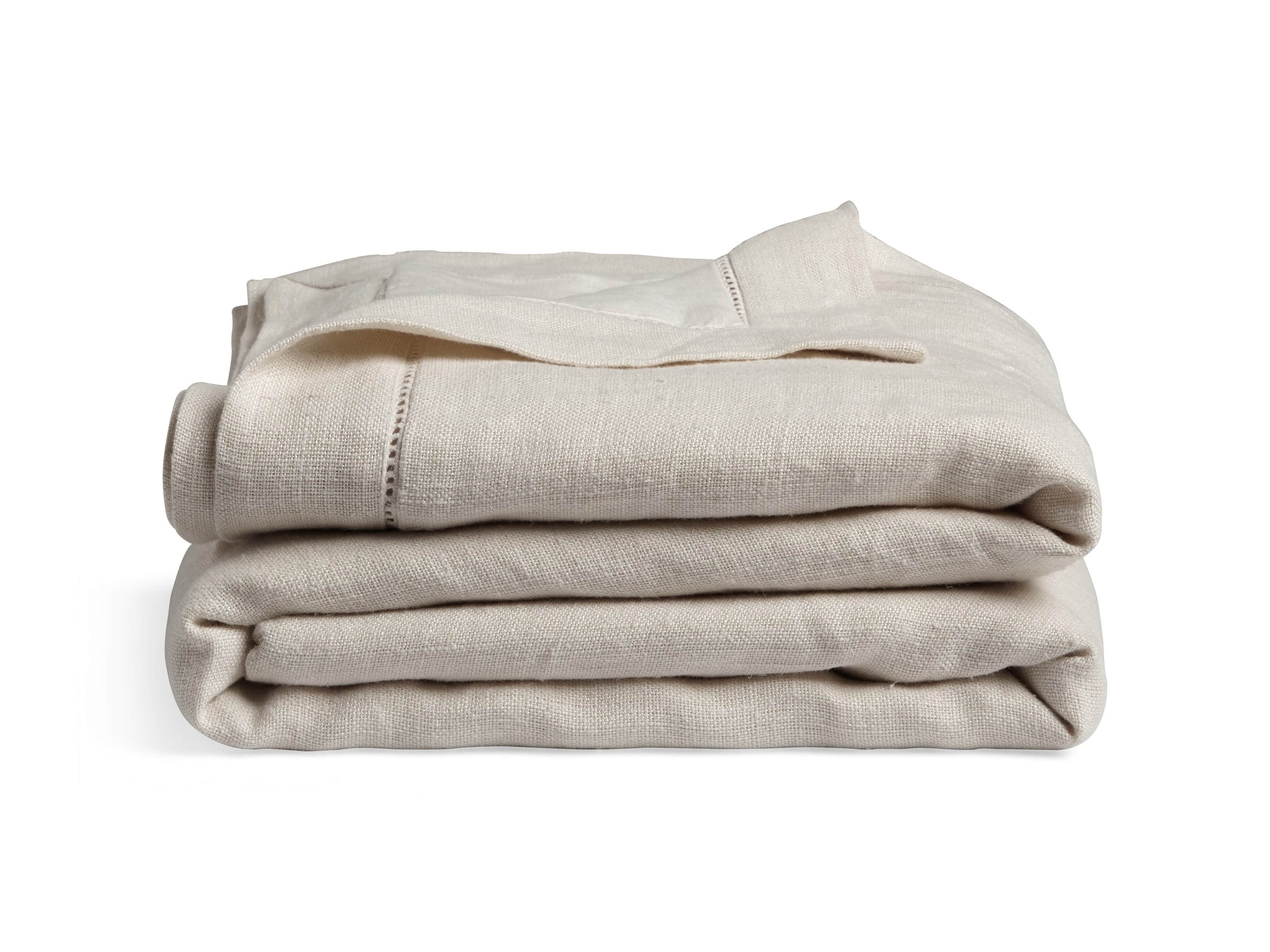 Ava King Hem-Stitch Duvet Cover in Fawn