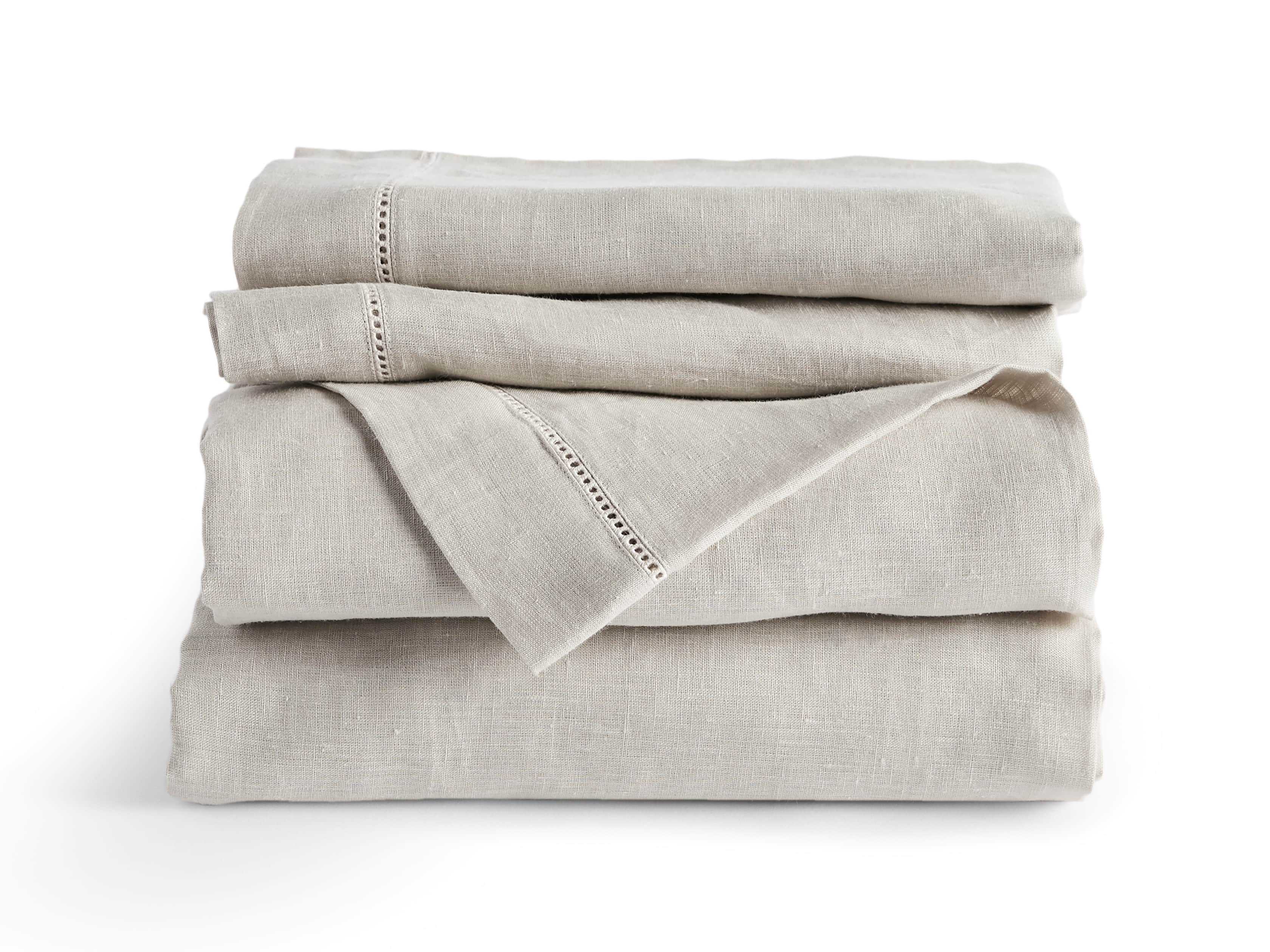 Ava Queen Hem-Stitch Flat Sheet in Fawn