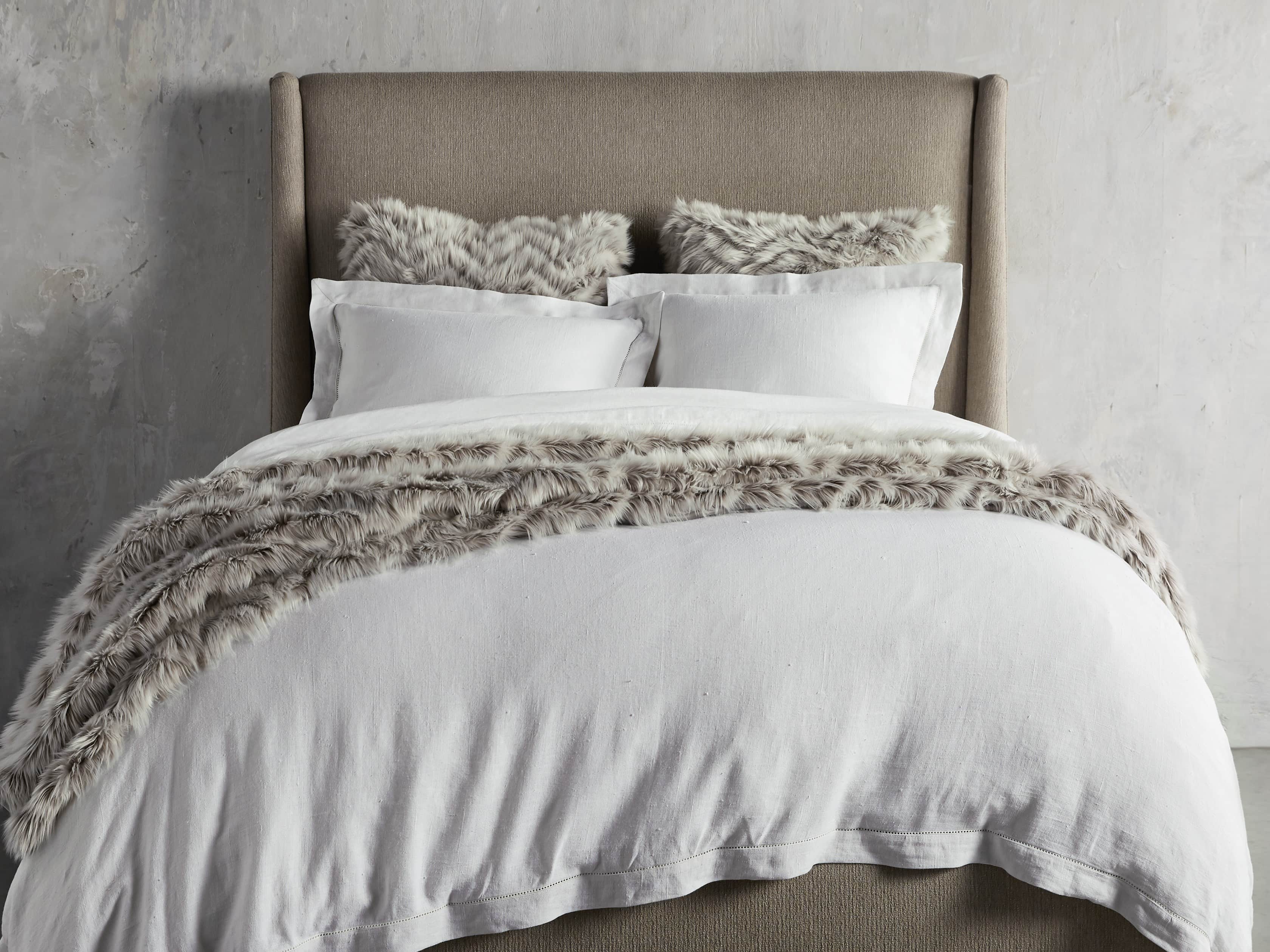 Ava Full/Queen Hem-Stitch Duvet Cover in White