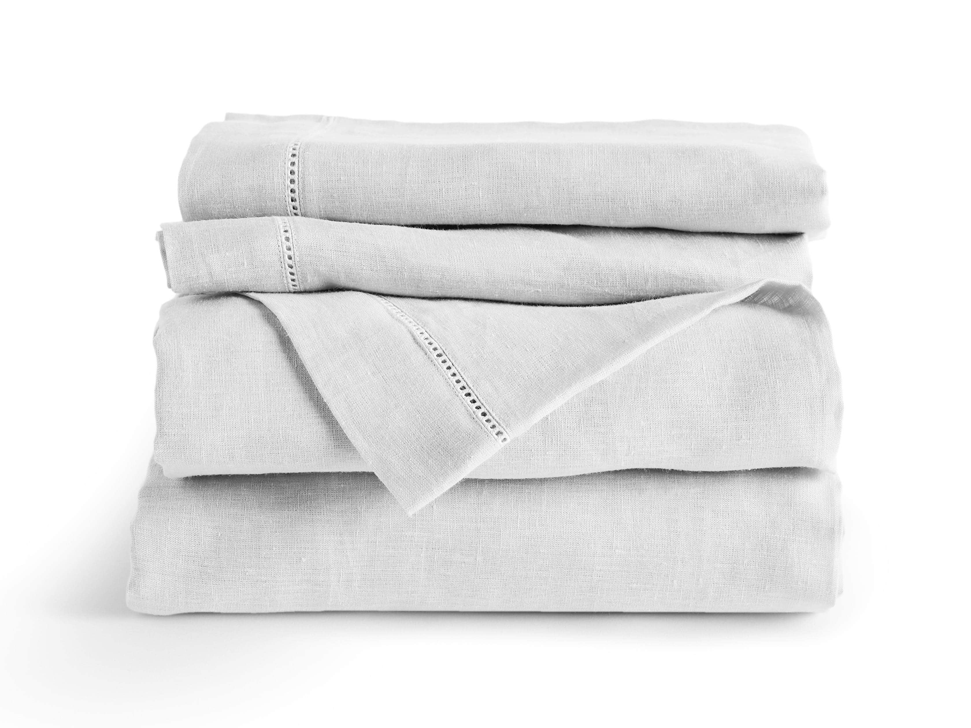 Ava Queen Hem-Stitch Flat Sheet in White