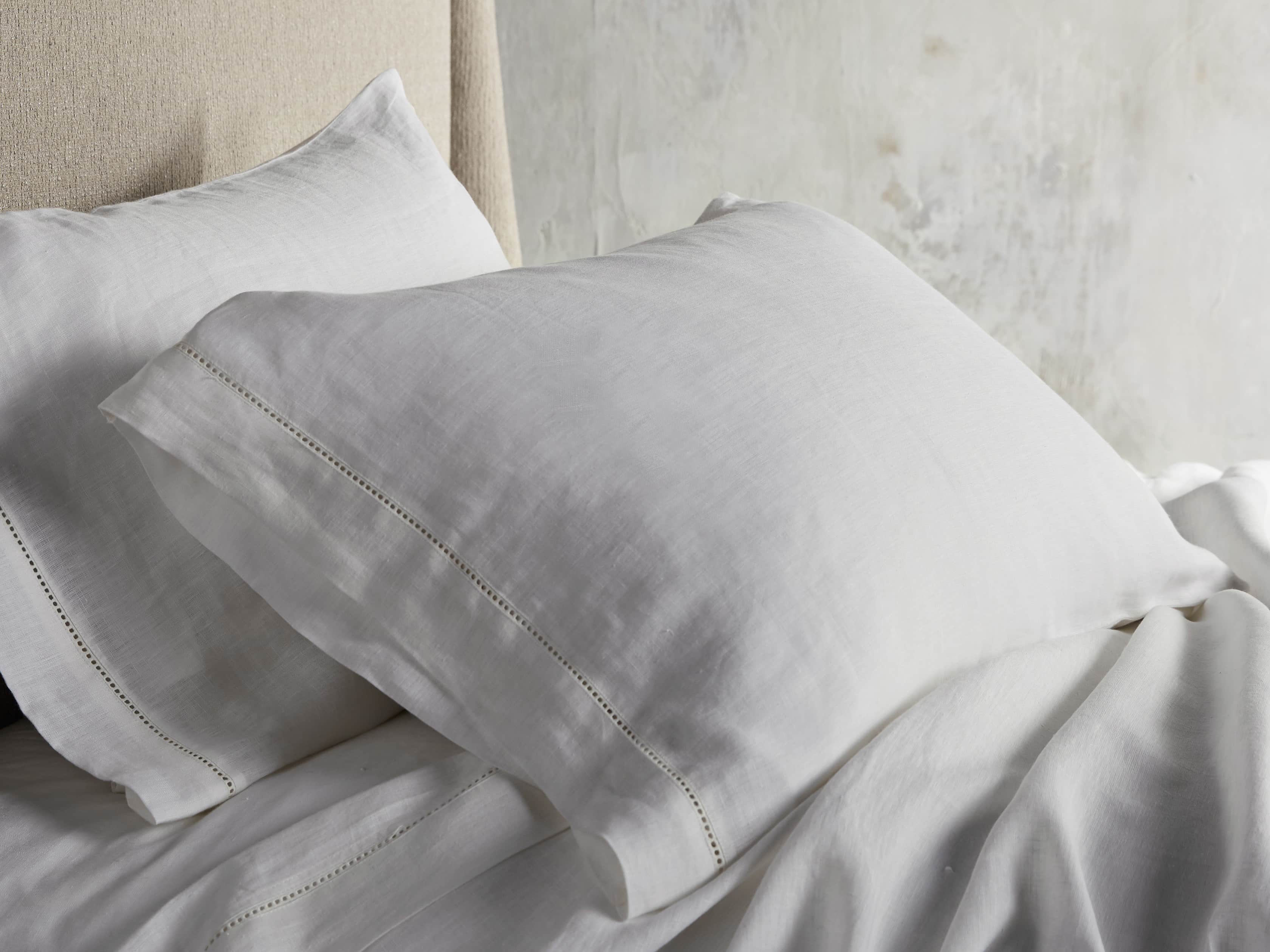Ava Standard Hem-Stitch Pillow Case in White