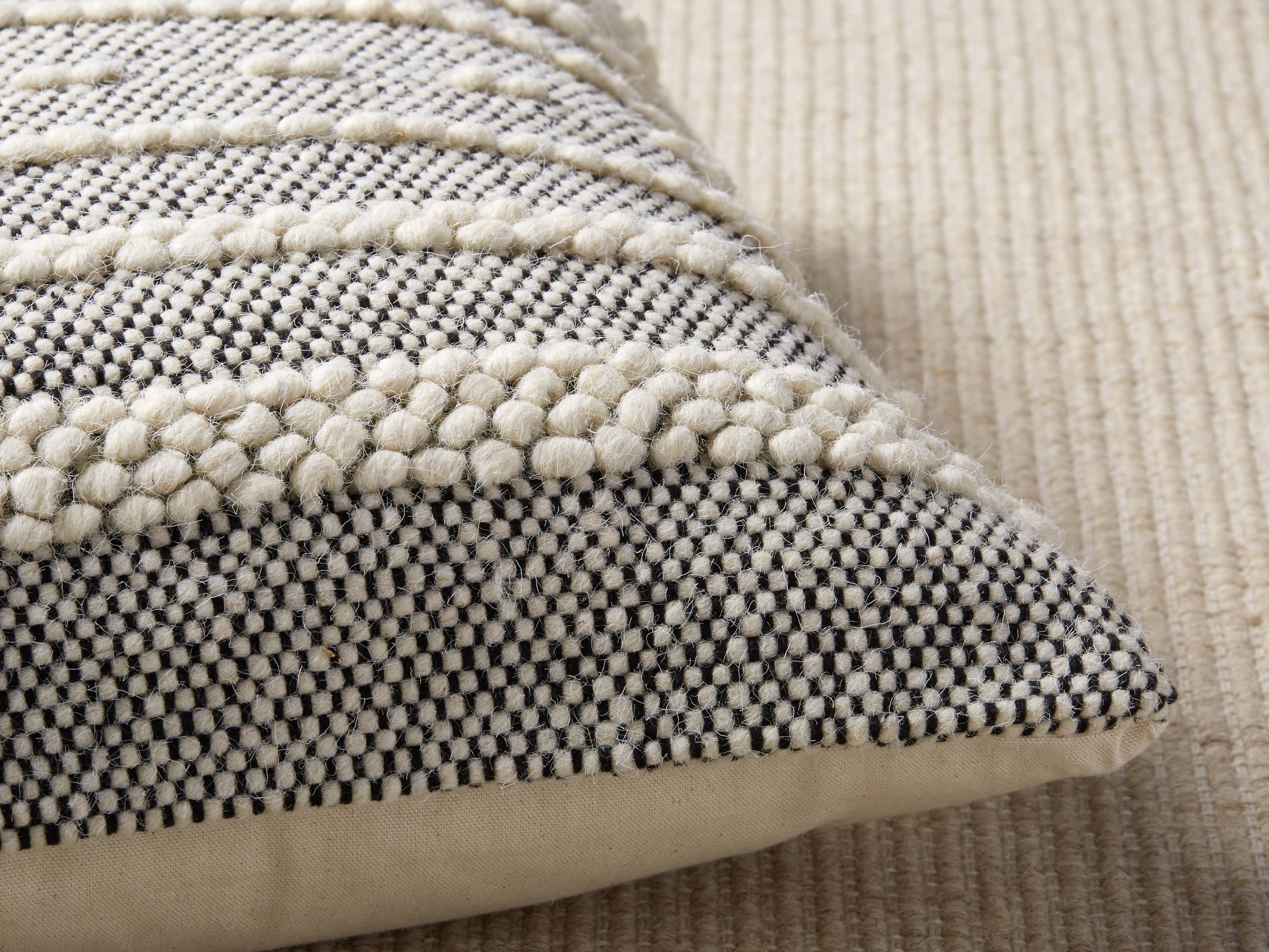 Boho Striped Knot Pillow in Ivory, slide 3 of 4