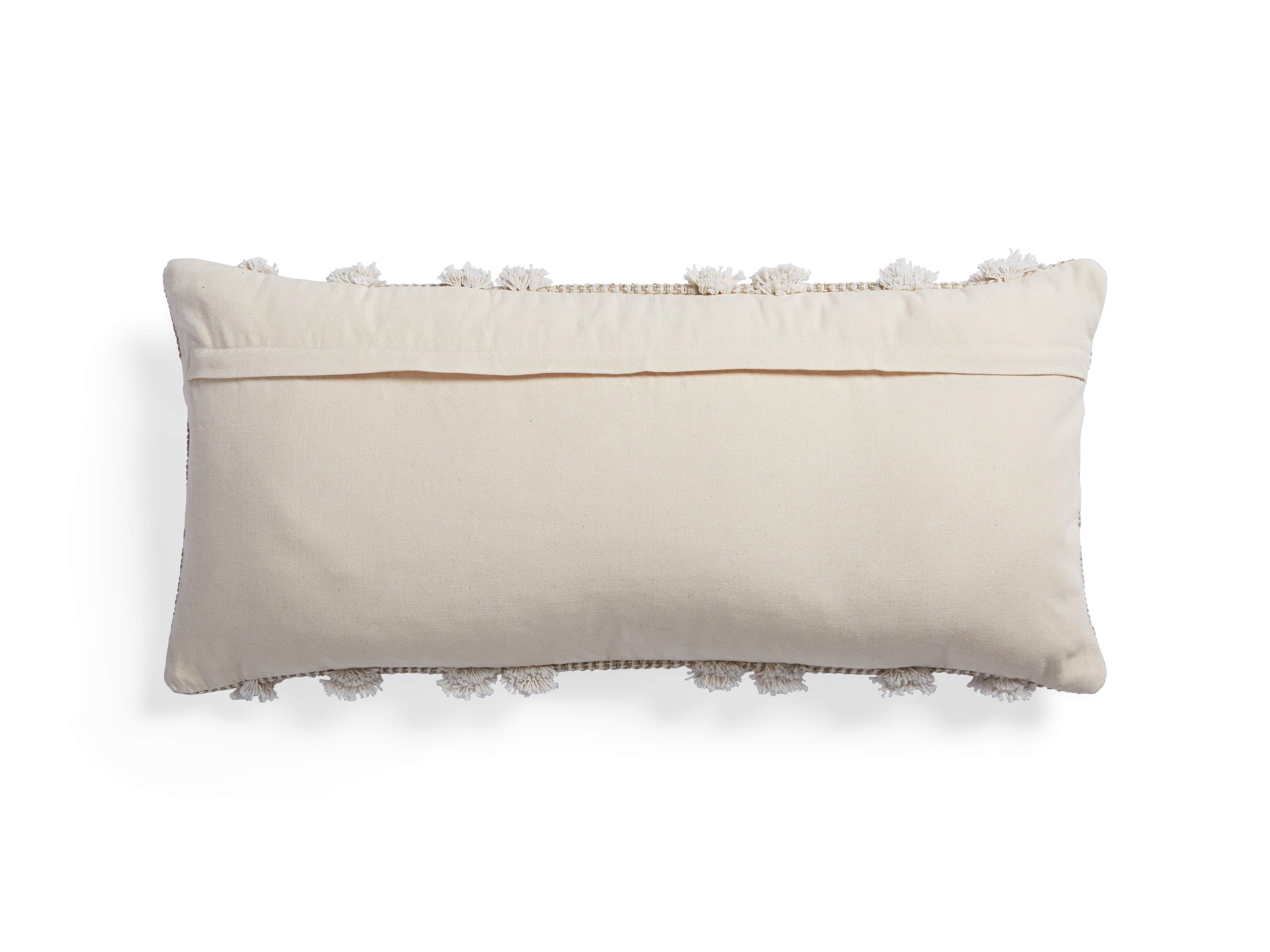 Boho Ivory Fringe Oversized Lumbar Pillow