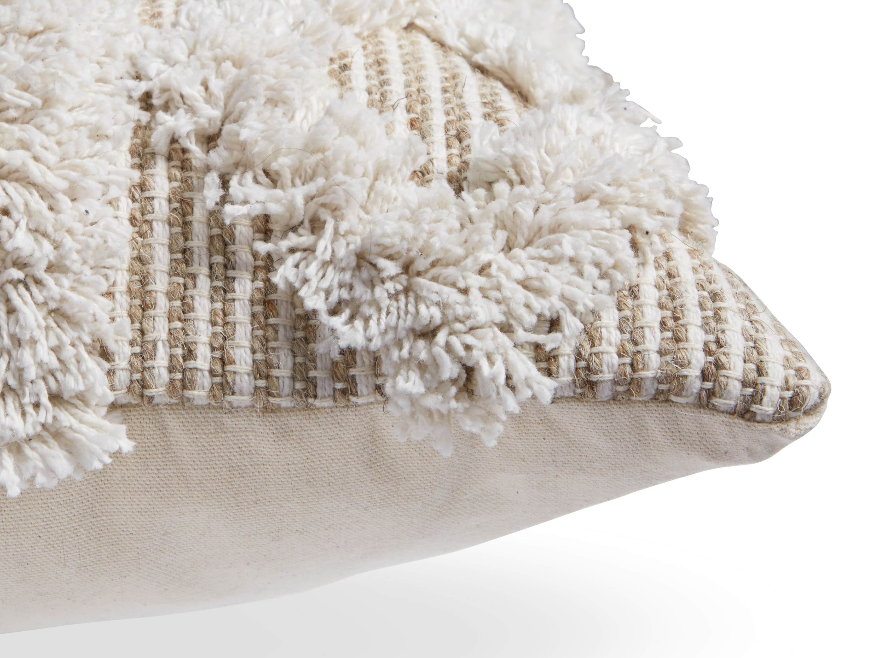 BOHO FRINGE OVERSIZED LUMBAR PILLOW COVER IN IVORY, slide 3 of 8