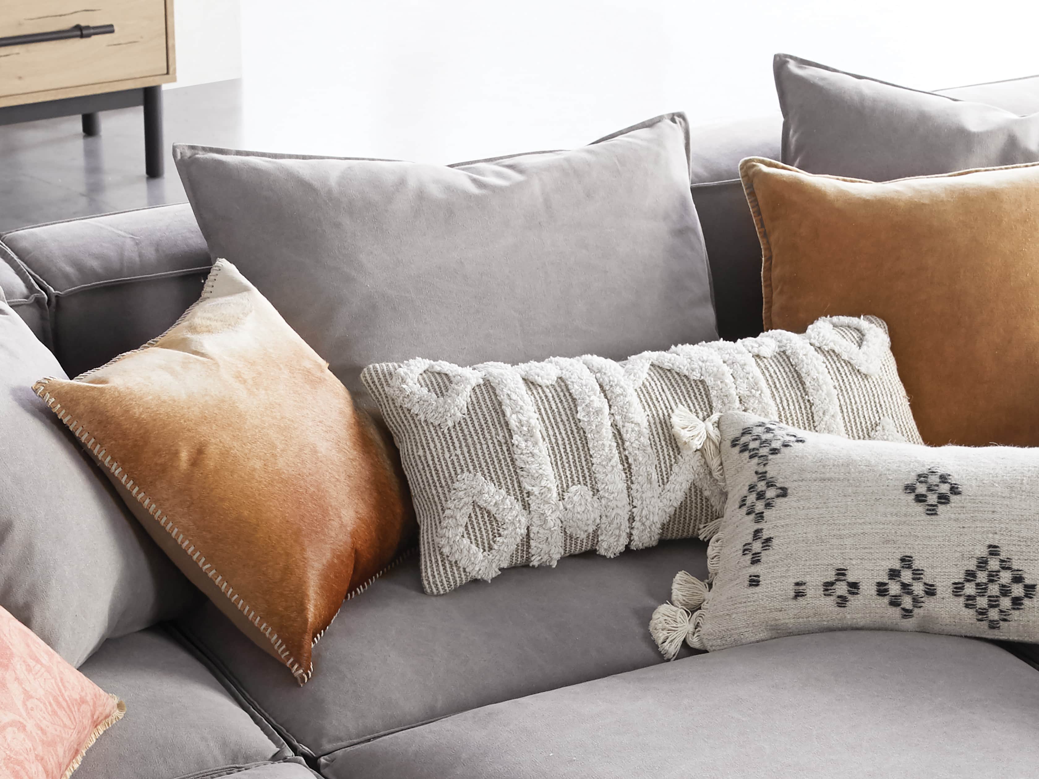 BOHO FRINGE OVERSIZED LUMBAR PILLOW COVER IN IVORY, slide 5 of 8