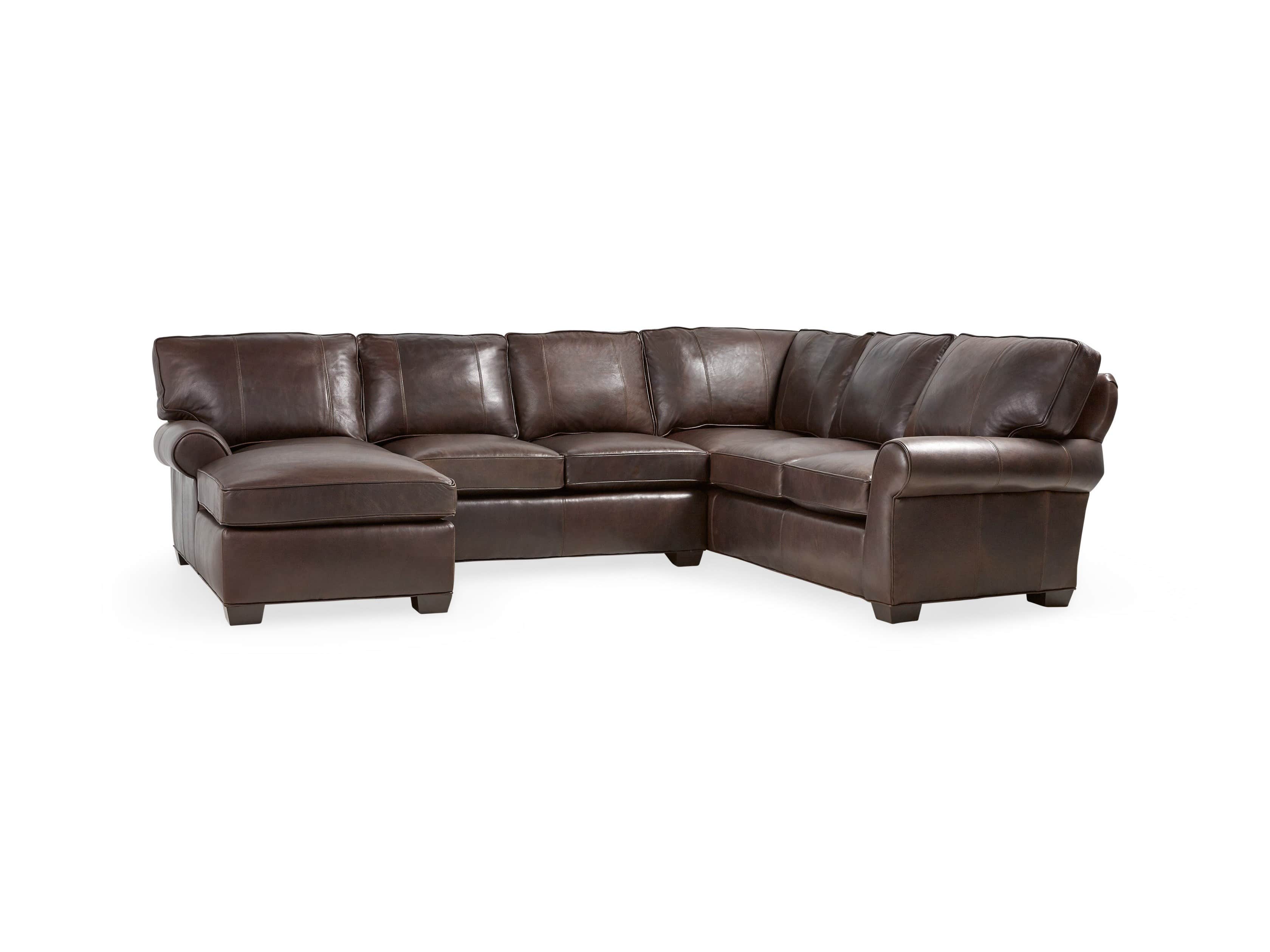 Brentwood 124" Leather Left Arm Three Piece Sectional