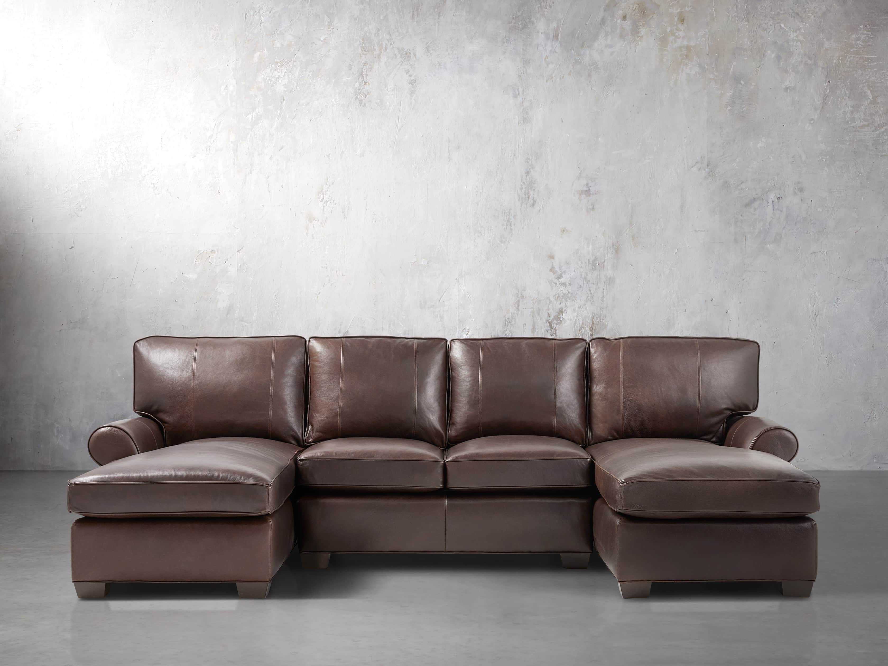 Brentwood 122" Leather Double Chaise Sectional