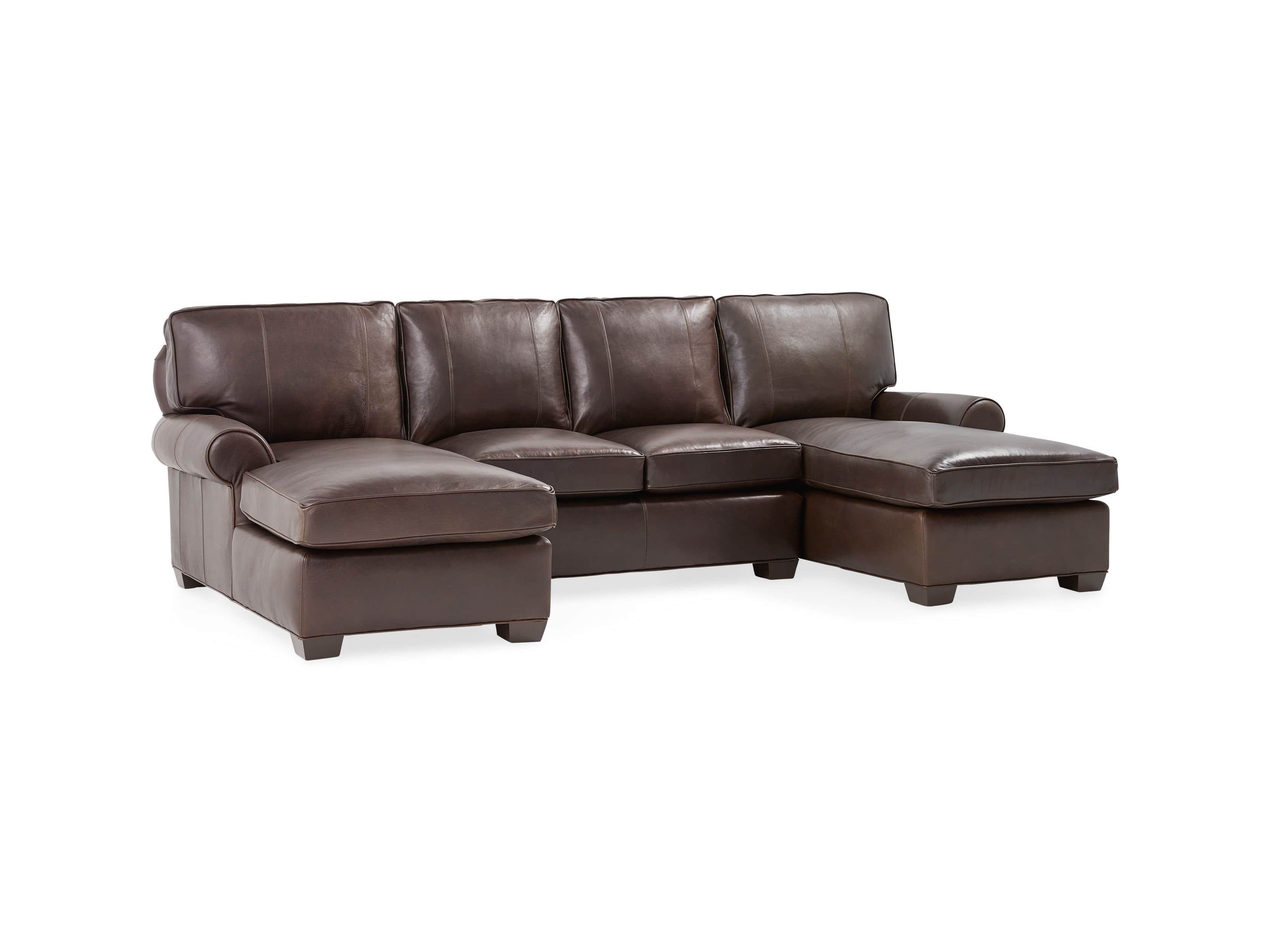 Brentwood 122" Leather Double Chaise Sectional