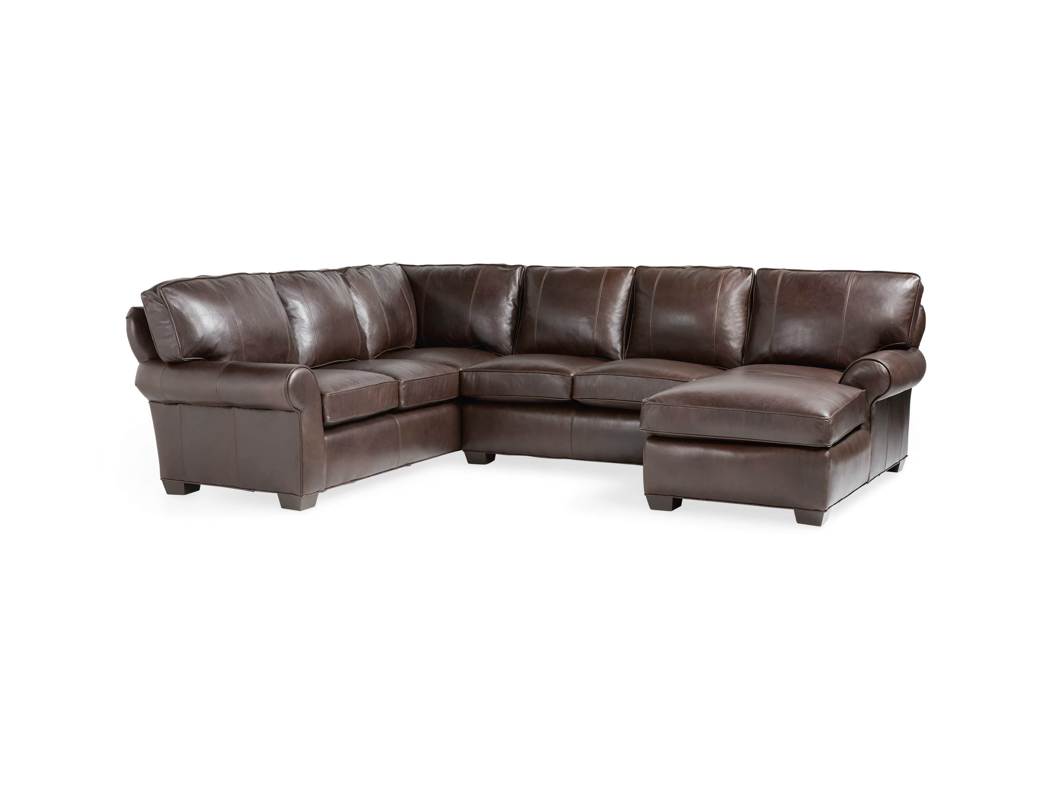 Brentwood 124" Leather Right Arm Three Piece Sectional