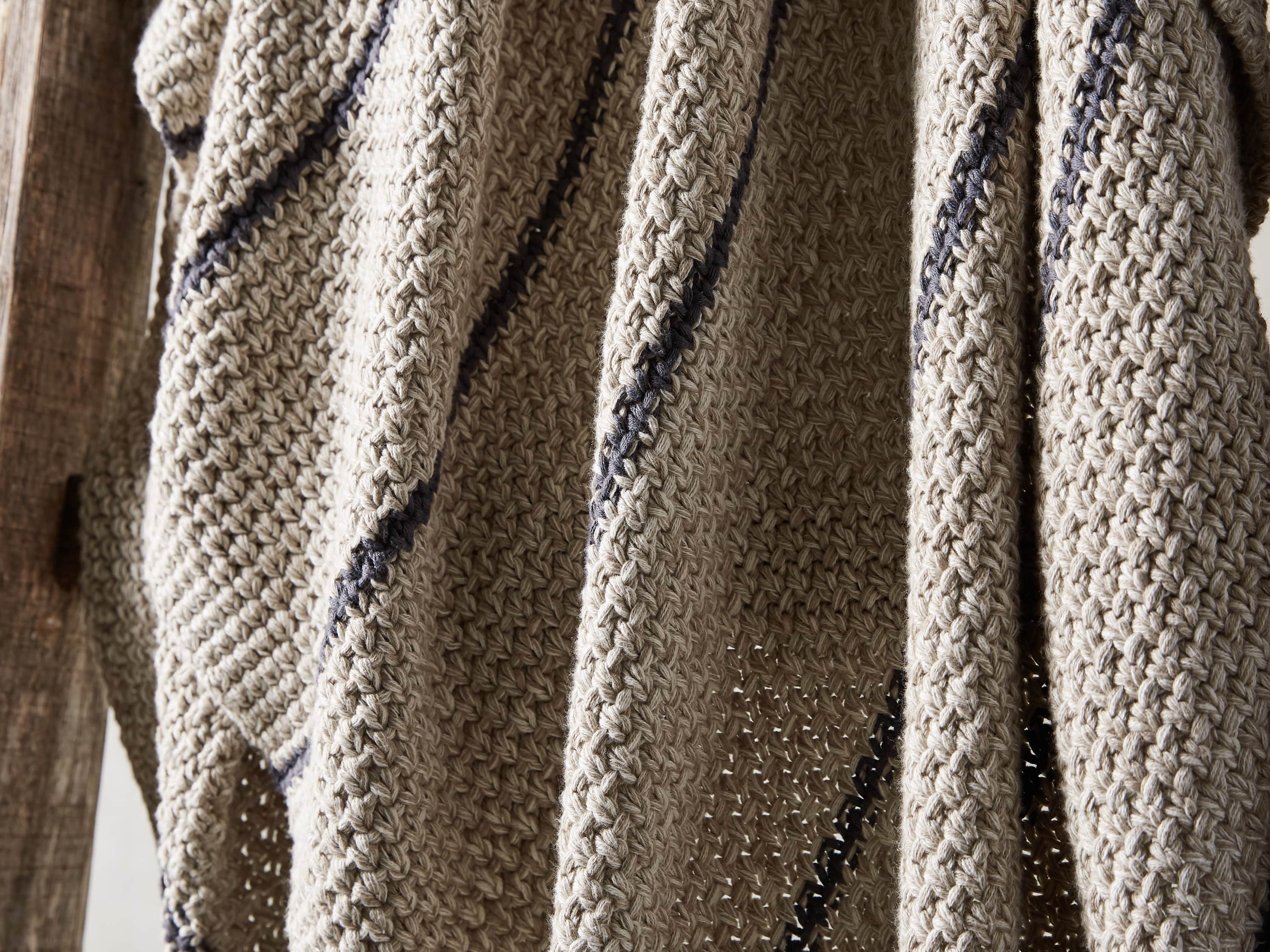 Cotton Knit Baisley Stripe Throw, slide 3 of 6