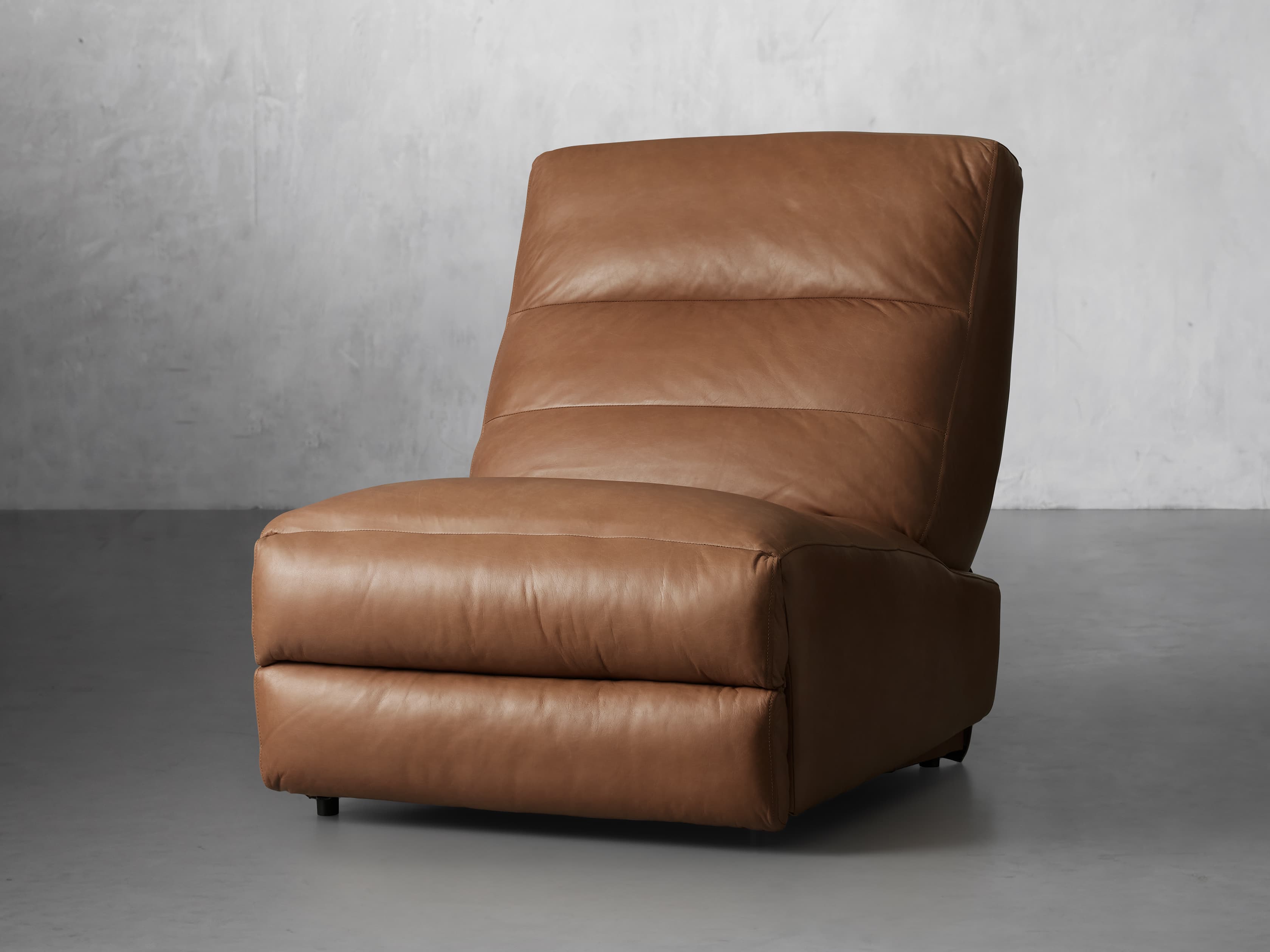 Rowland Leather High-Back Armless Motion Recliner in Natural | Arhaus