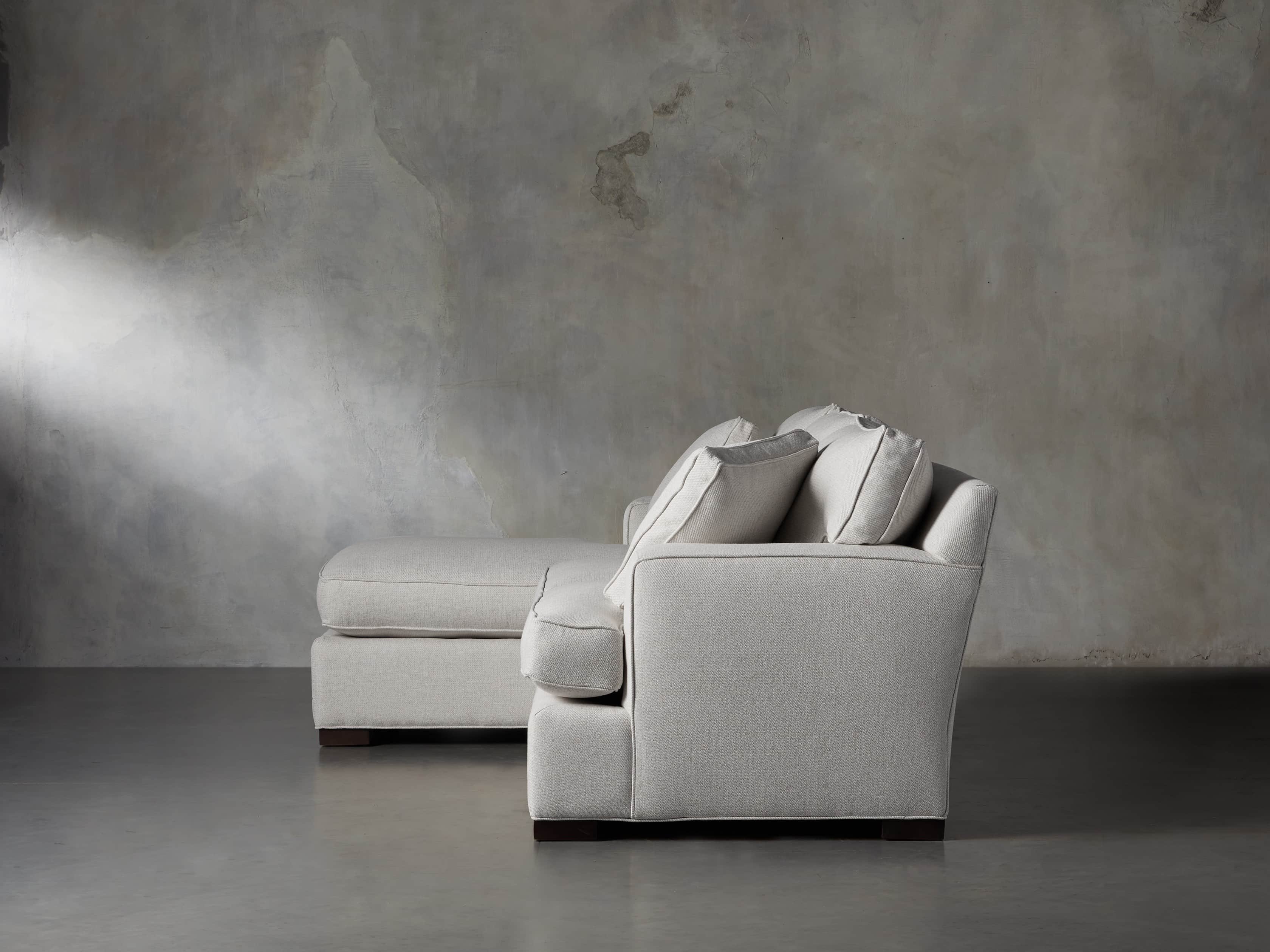 Dune 95" Upholstered Left Arm Two Piece Sectional in Tune Cream