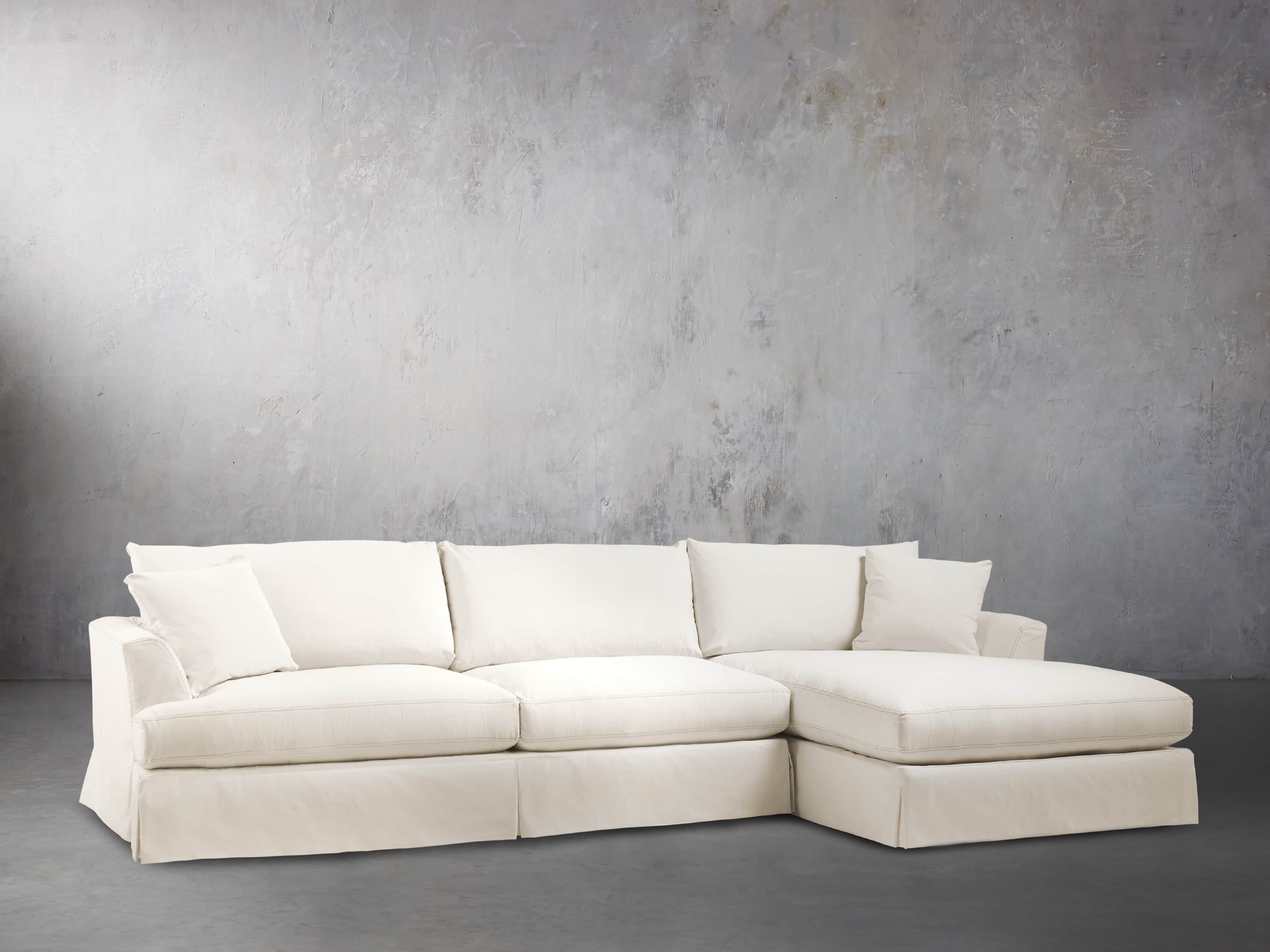 Emory Slipcovered Two Piece Sectional Arhaus Emory Slipcovered Two Piece Sectional, Slip Covered Sectional Sofas