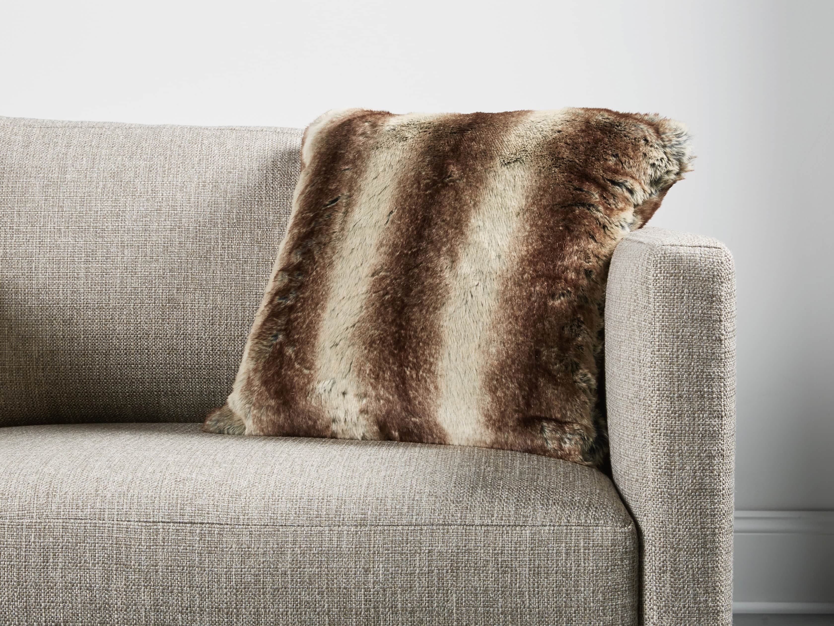 Coyote Faux Fur Brown Pillow