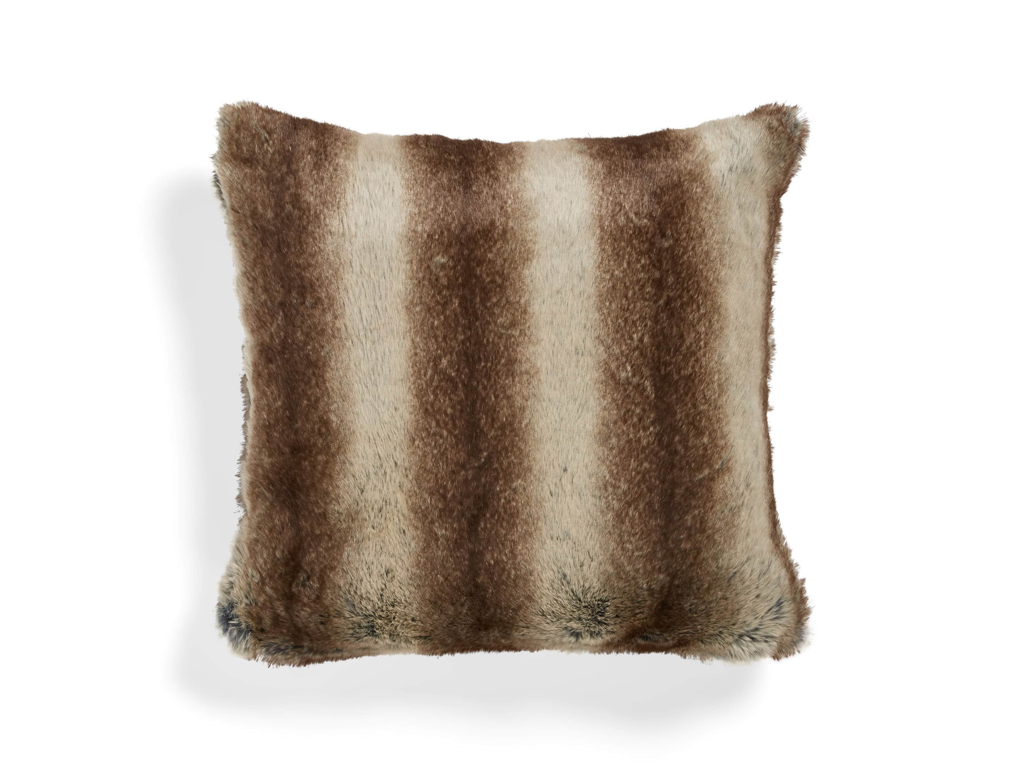 Coyote Faux Fur Brown Pillow