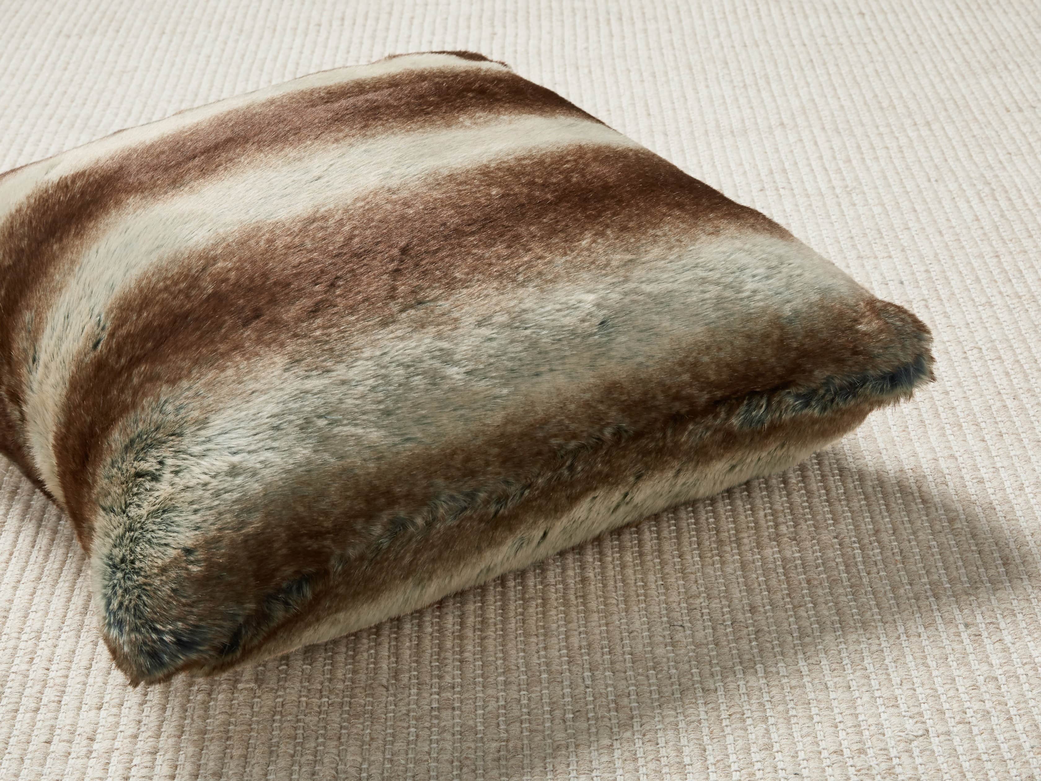 Coyote Faux Fur Brown Pillow