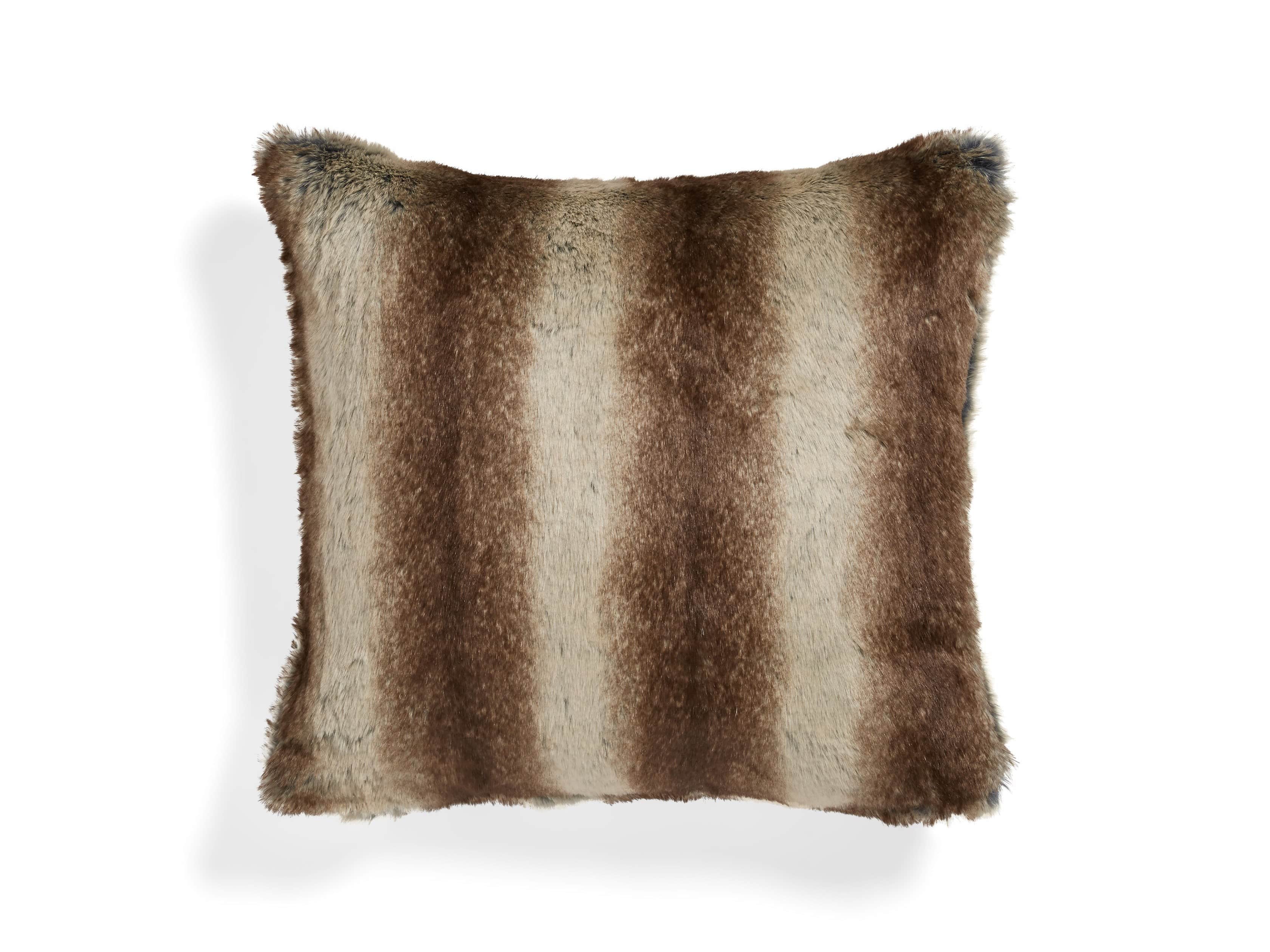 Coyote Faux Fur Brown Pillow