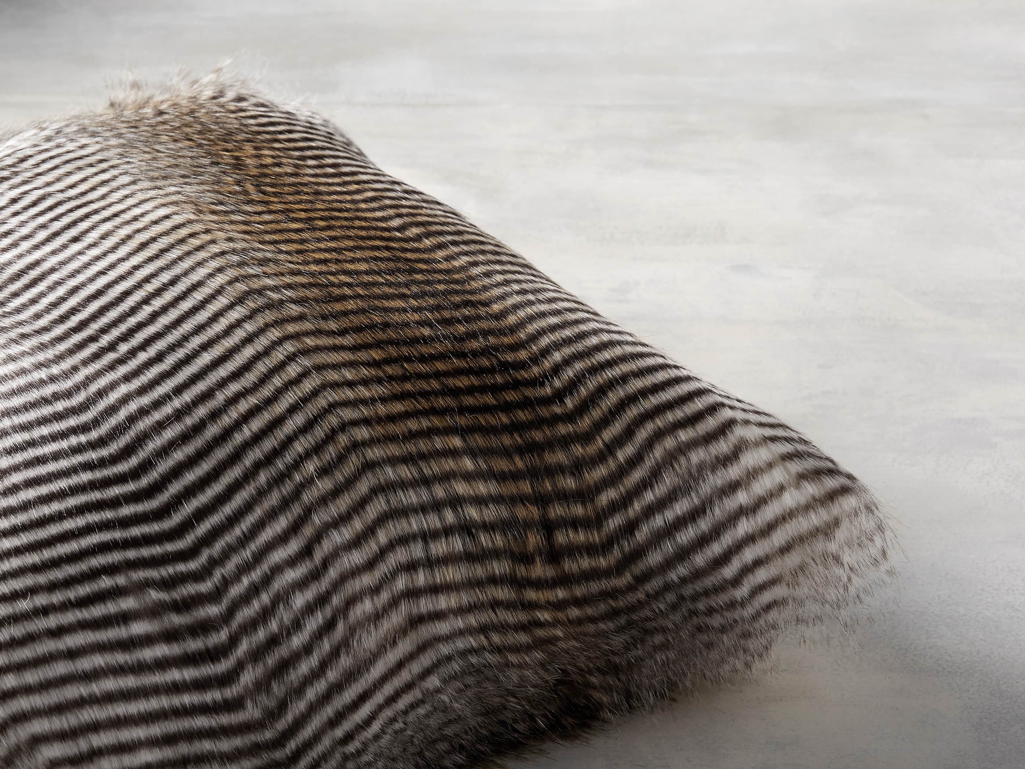 FAUX FUR SQUARE PILLOW COVER IN NATURAL FEATHER, slide 2 of 3