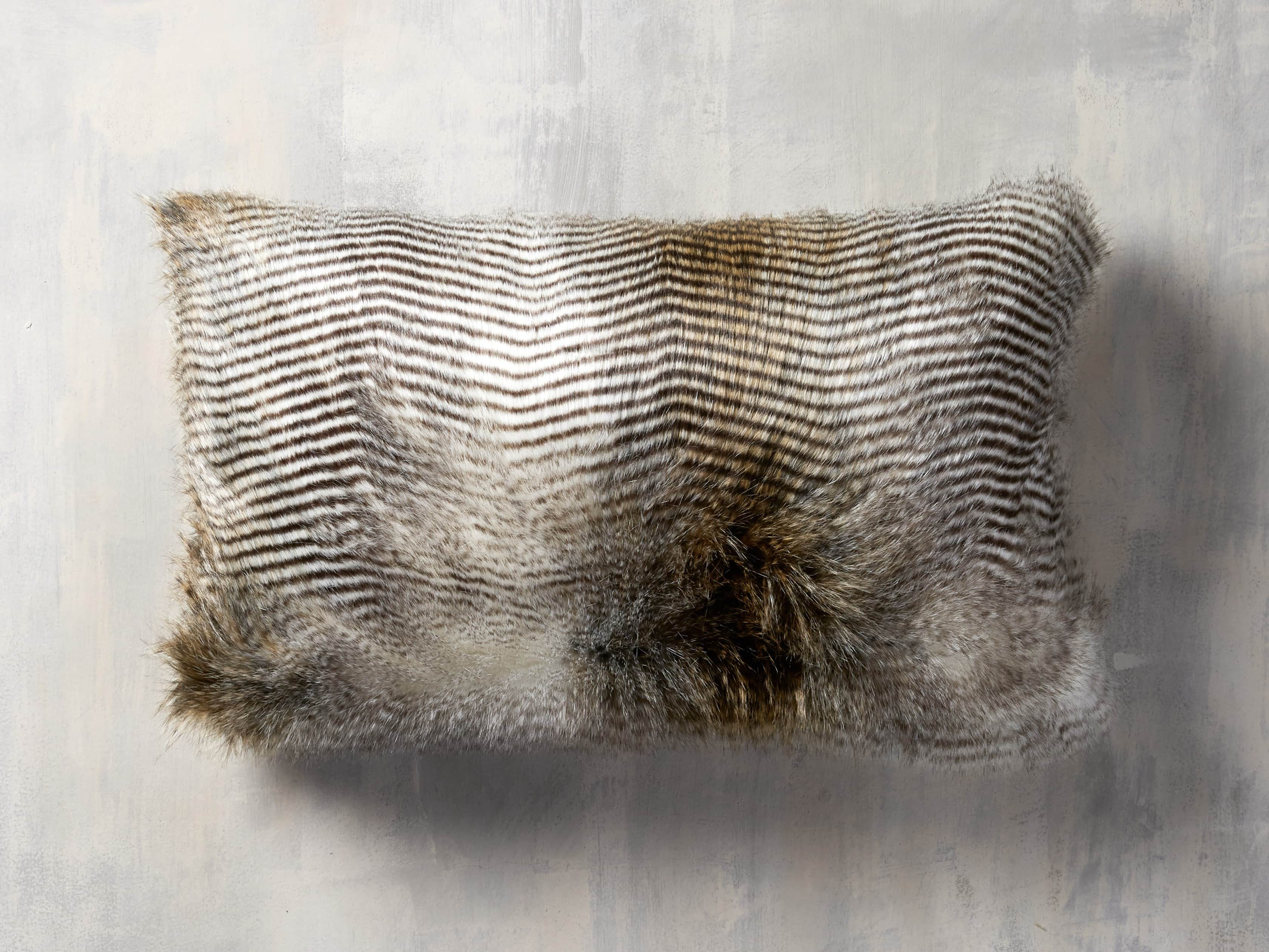 Faux Fur Feather 24" Lumbar Pillow in Natural, slide 2 of 4