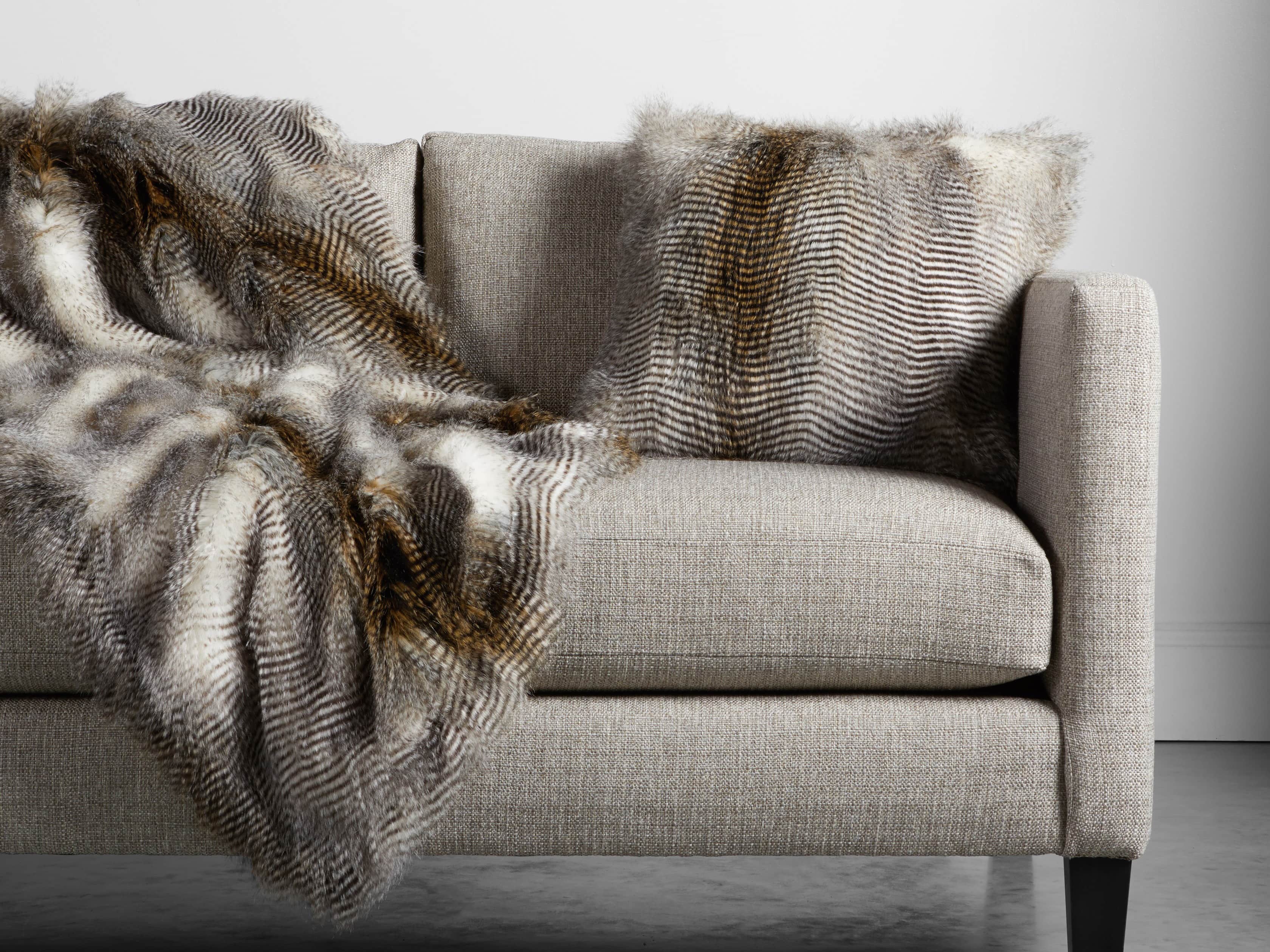 Faux Fur Feather Pillow