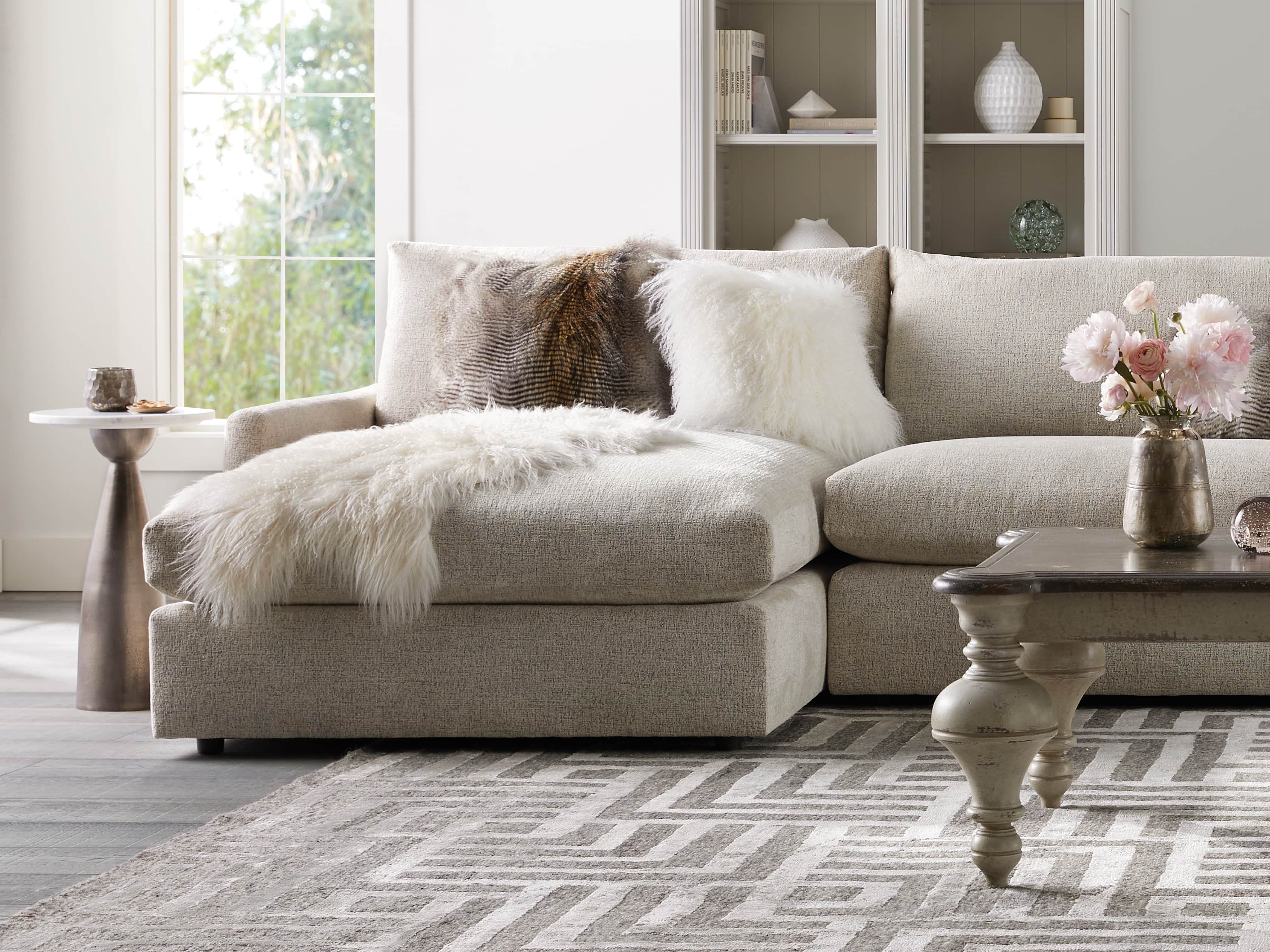 Faux Fur Feather Pillow in Natural, slide 4 of 5