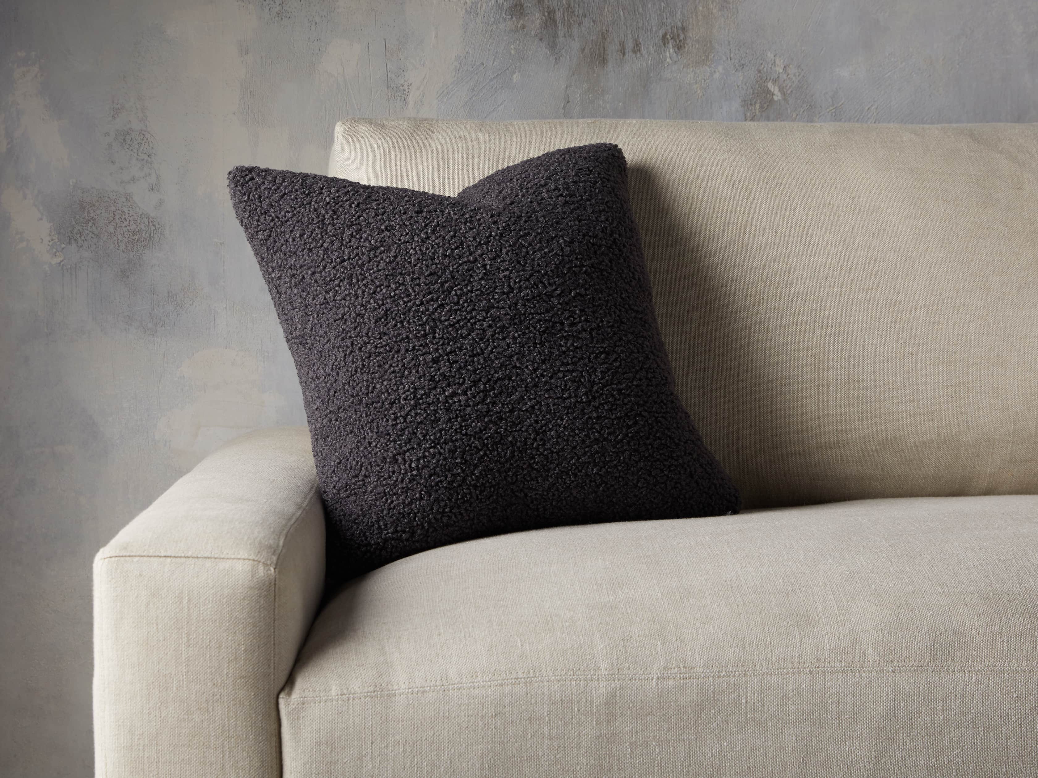Faux Sherpa Pillow Cover in Charcoal, slide 3 of 4