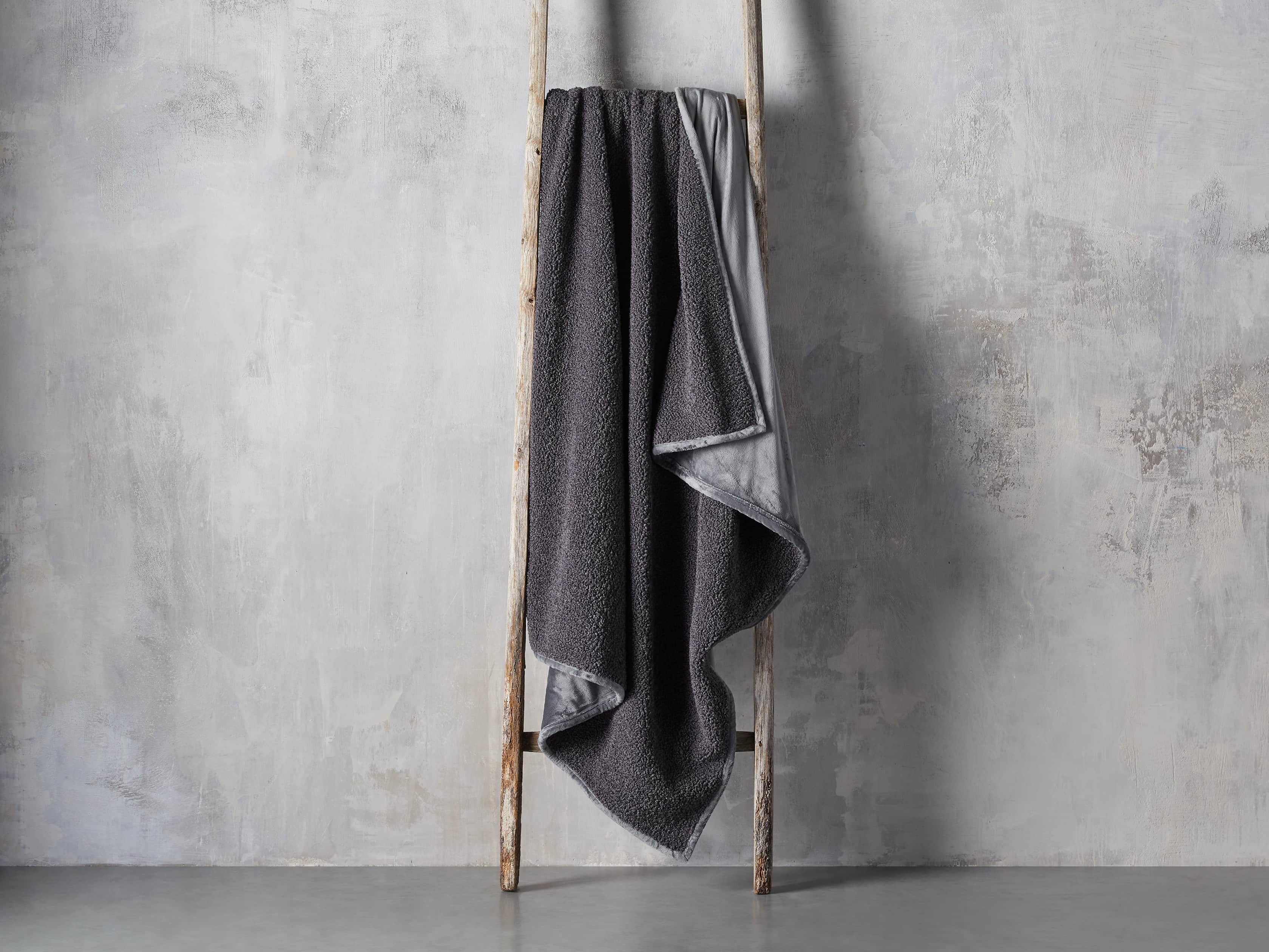 Faux Sherpa Throw in Charcoal, slide 2 of 4