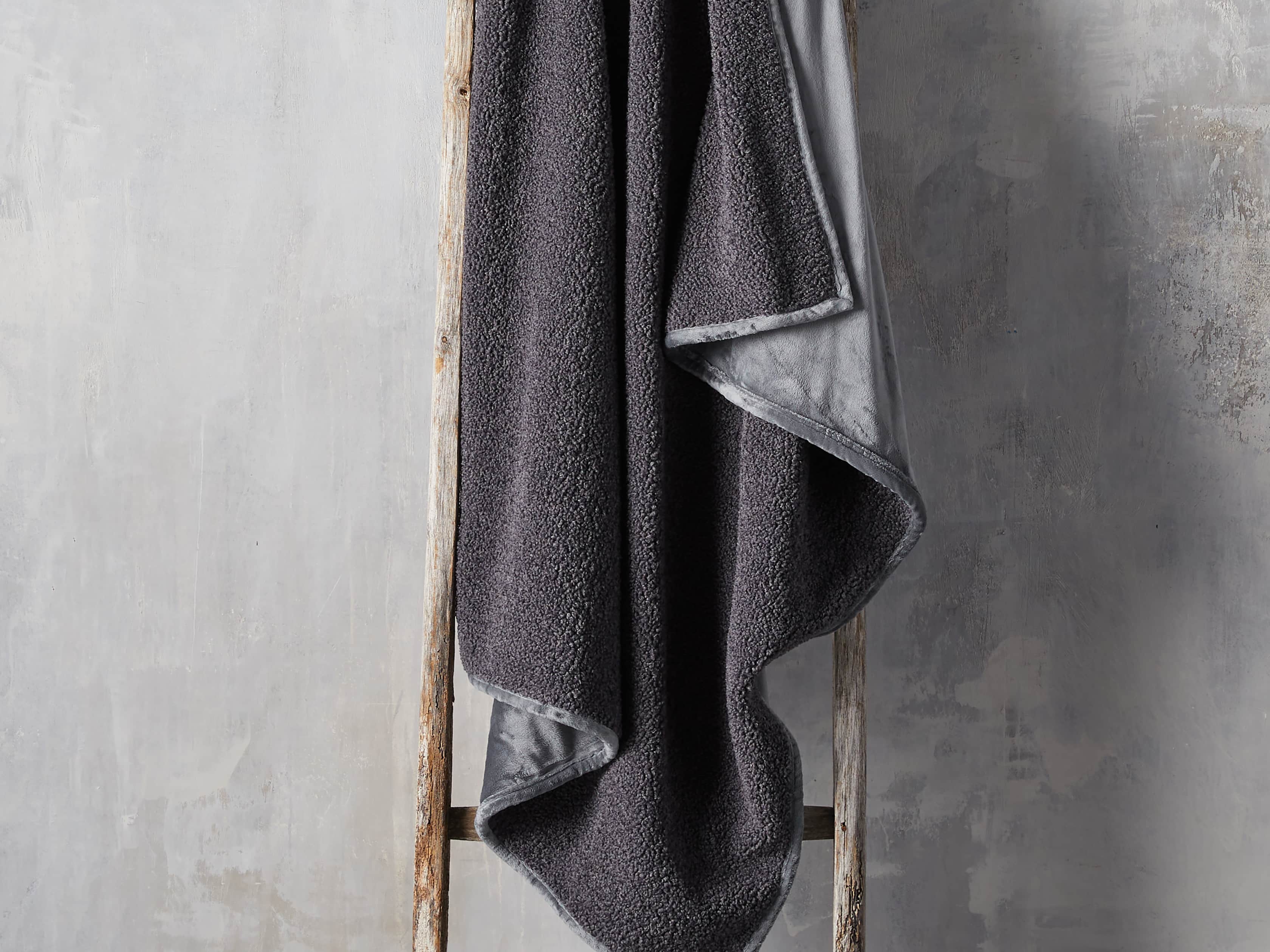 Faux Sherpa Throw in Charcoal, slide 1 of 4