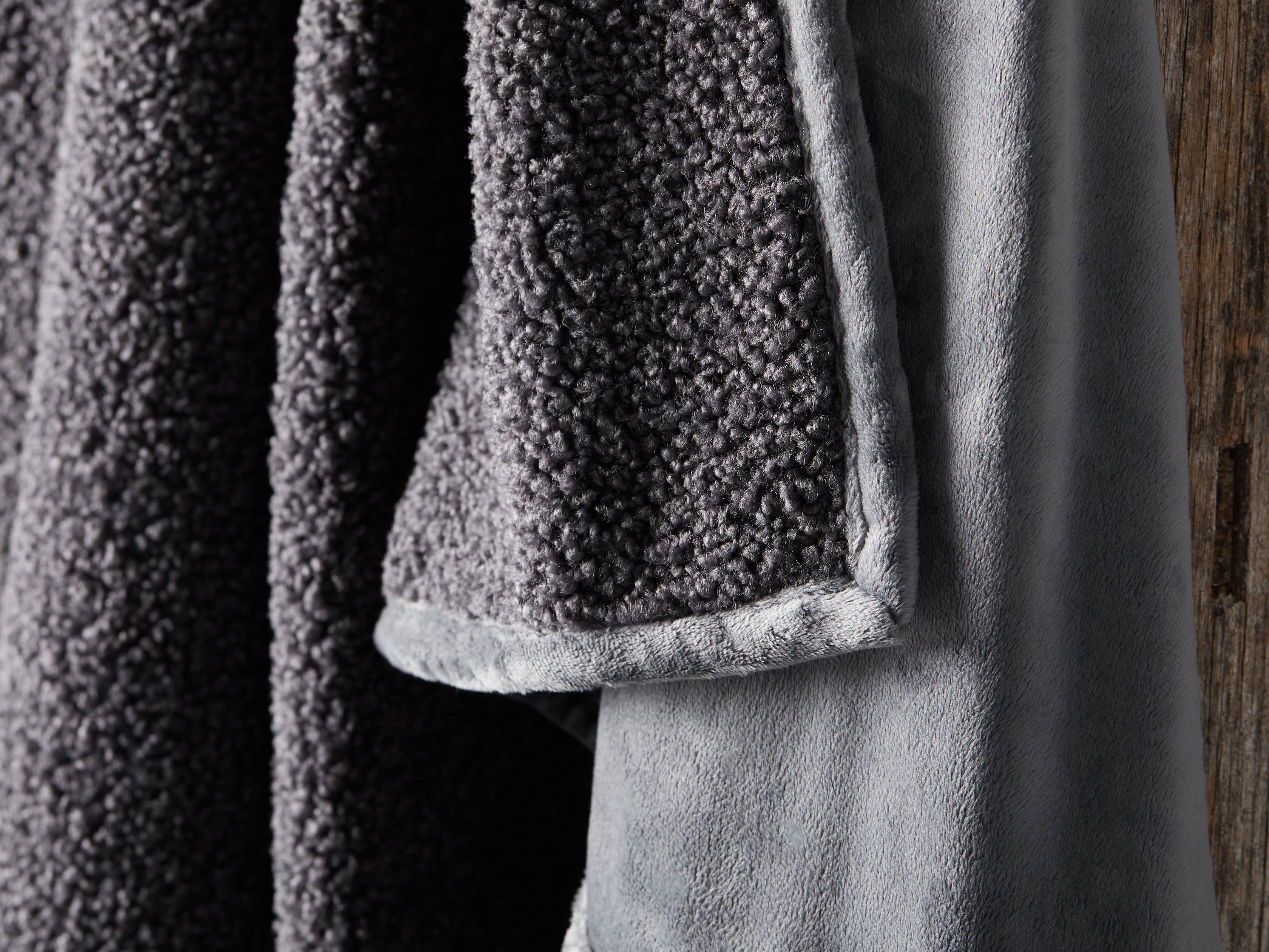 Faux Sherpa Throw in Charcoal, slide 4 of 4